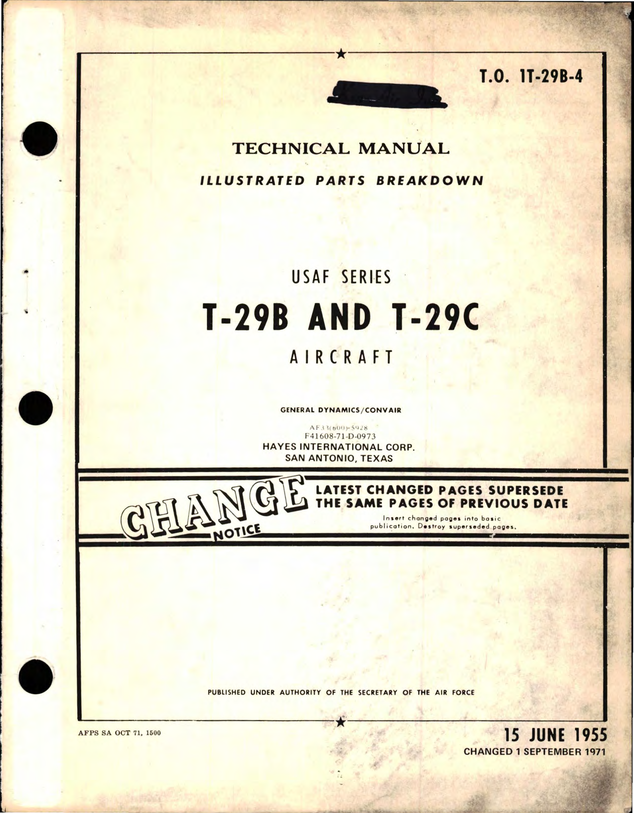 Sample page 1 from AirCorps Library document: Illustrated Parts Breakdown for T-29B and T-29C