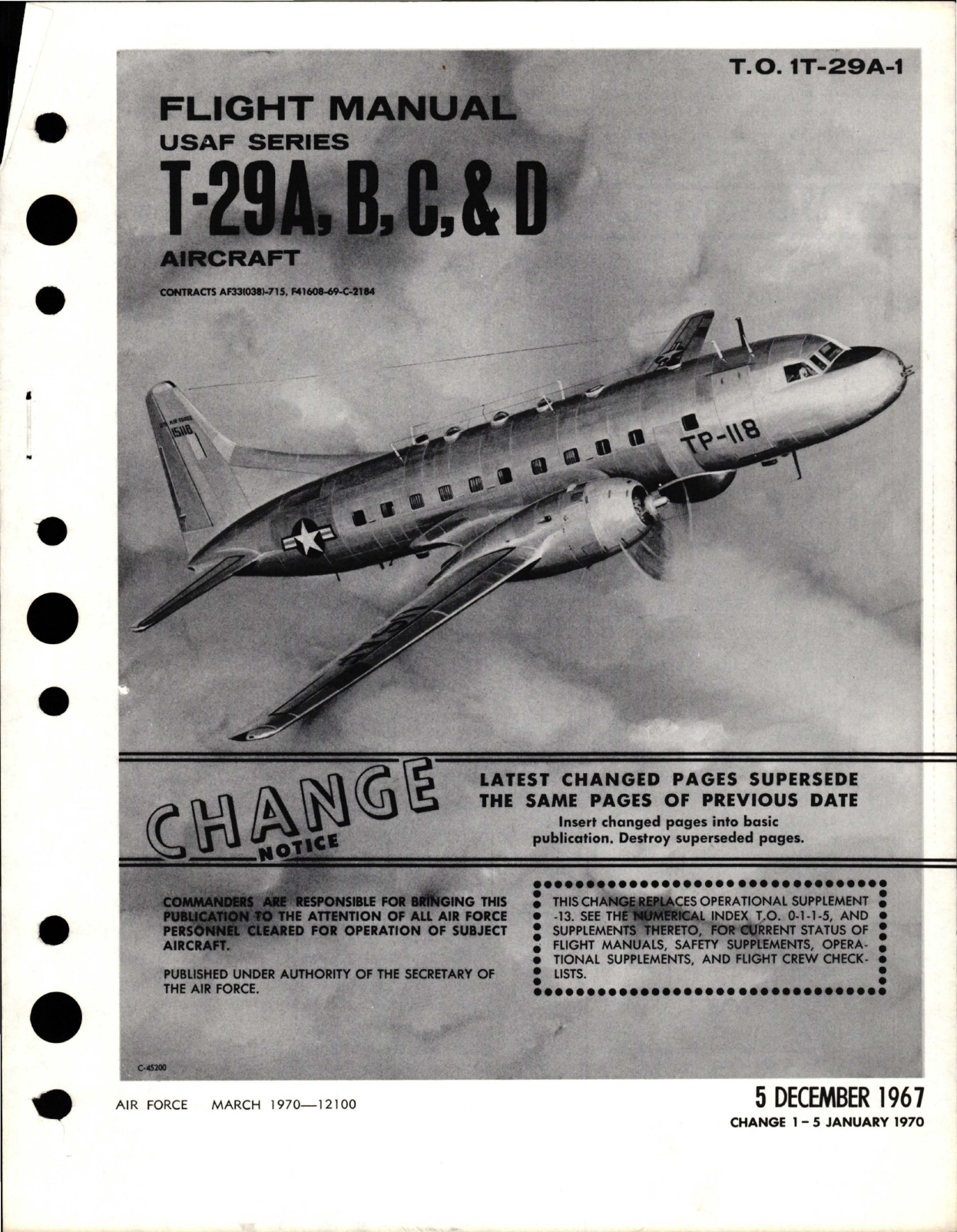 Sample page 1 from AirCorps Library document: Flight Manual for T-29A, T-29B, T-29C, T-29D