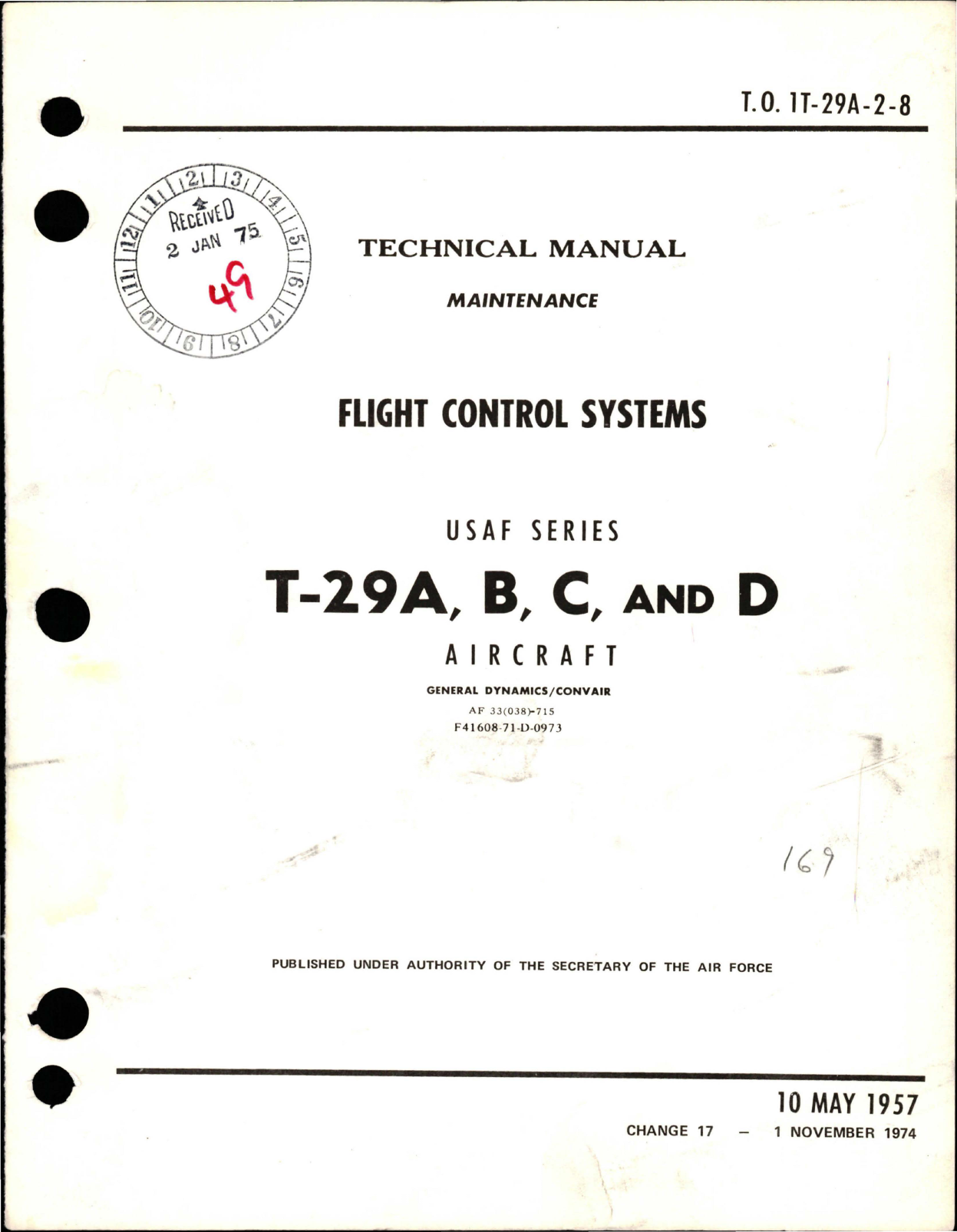 Sample page 1 from AirCorps Library document: Maintenance for Flight Control Systems, T-29A, T-29B, T-29C and T-29D