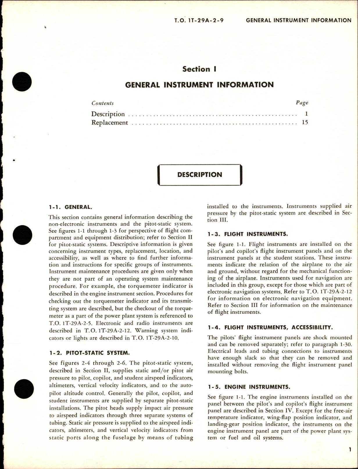 Sample page 9 from AirCorps Library document: Maintenance for Instrument Systems - T-29A, T-29B, T-29C and T-29D
