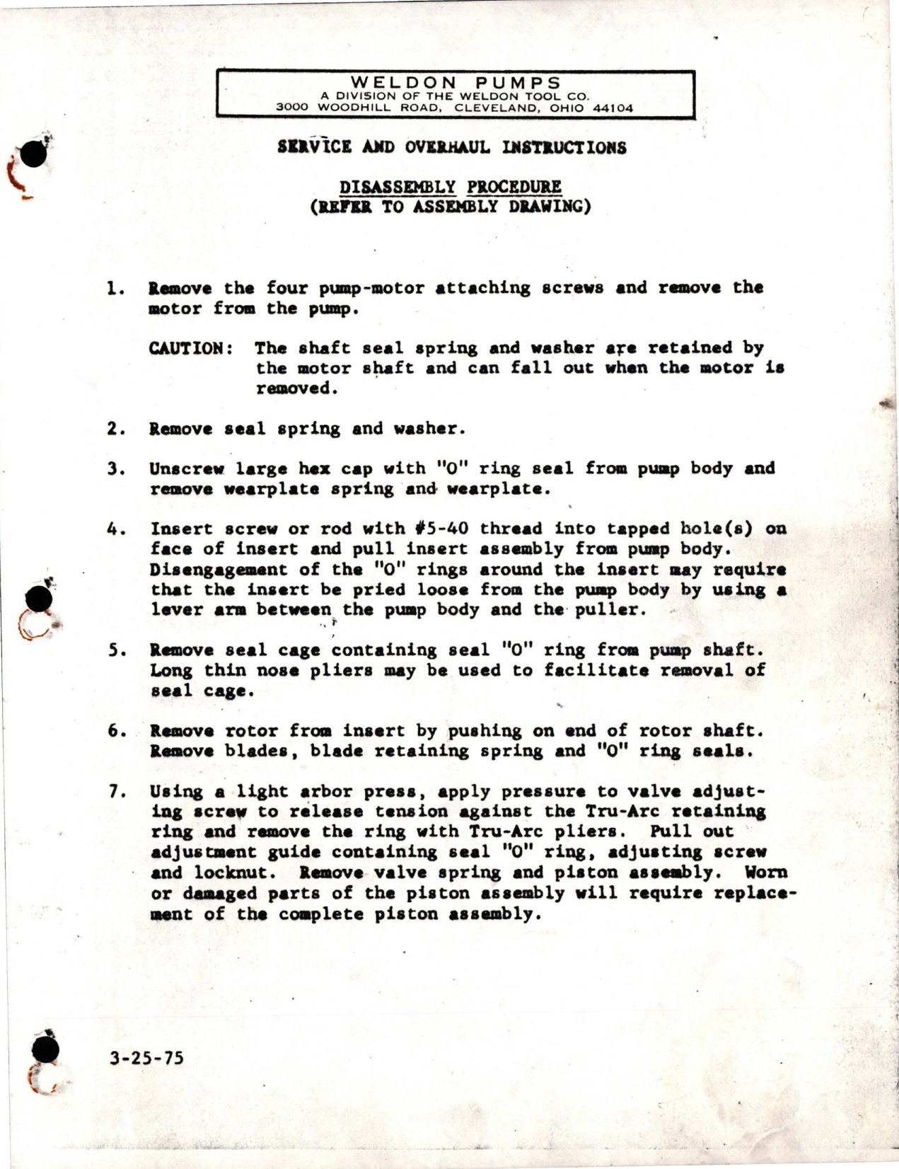 Sample page 1 from AirCorps Library document: Service and Overhaul Instructions for Disassembly Procedure for Pump Assembly