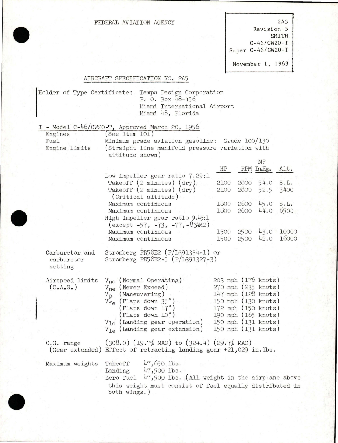 Sample page 1 from AirCorps Library document: C-46, CW20-T, Super C-46
