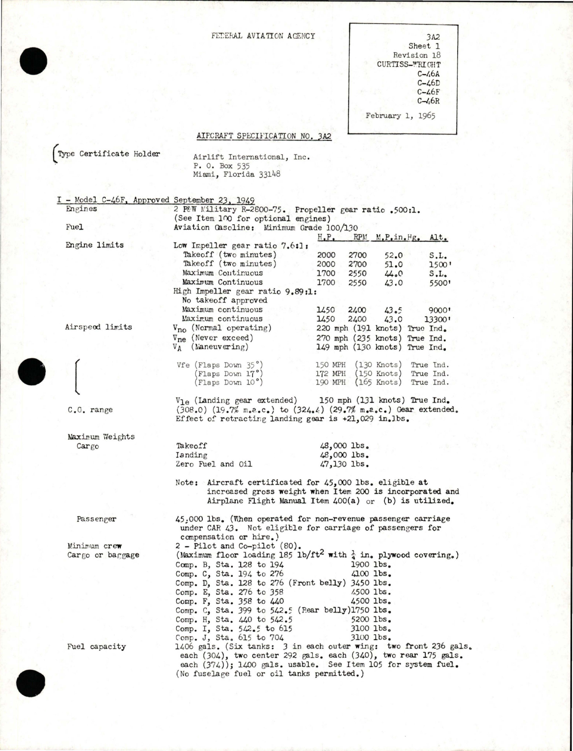 Sample page 1 from AirCorps Library document: C-46A, C-46D, C-46F, C-46R
