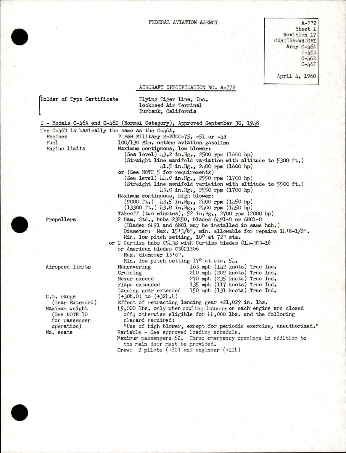 Sample page 1 from AirCorps Library document: C-46A, C-46D, C-46E, C-46F 