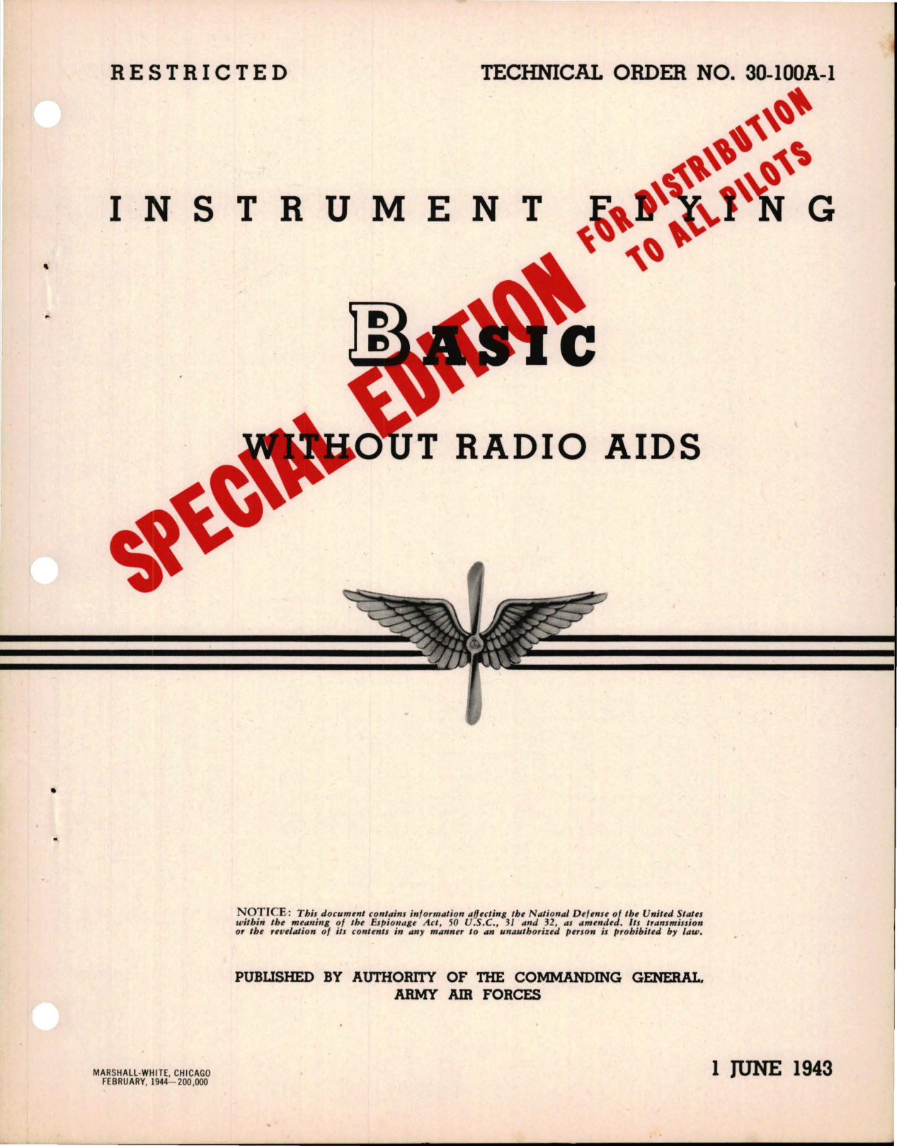 Sample page 1 from AirCorps Library document: Basic Instrument Flying without Radio Aids