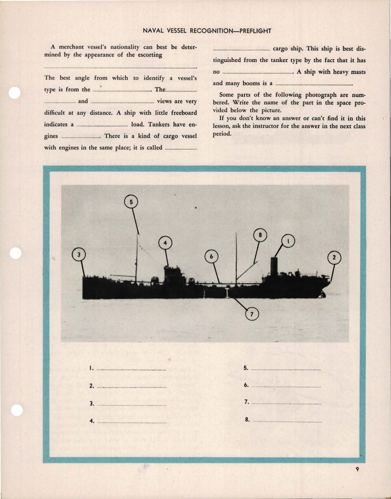 Sample page 9 from AirCorps Library document:  Student Workbook for Naval Vessel Recognition