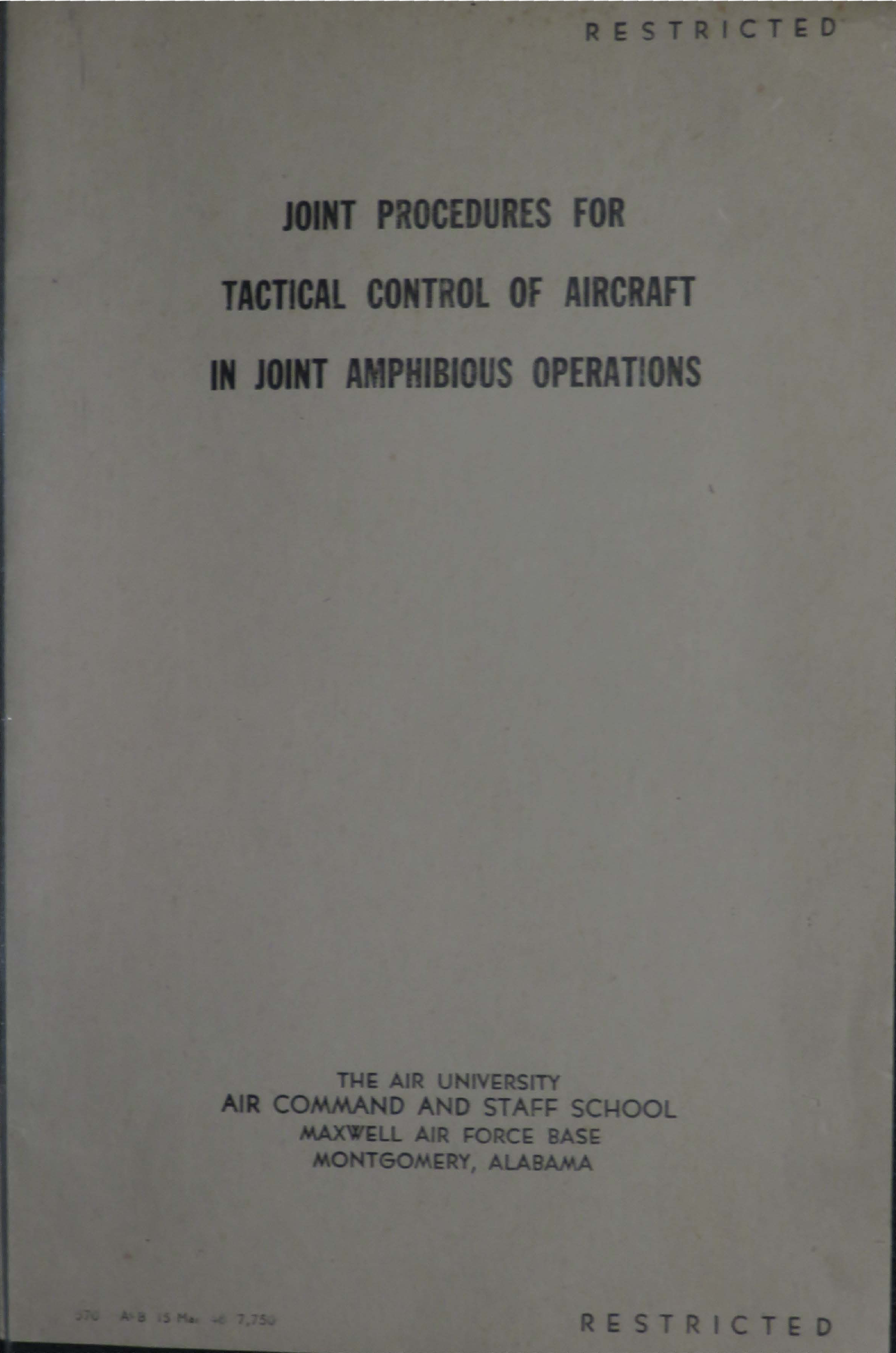 Sample page 1 from AirCorps Library document: Joint Procedures for Tactical Control of Aircraft in joint Amphibious Operations