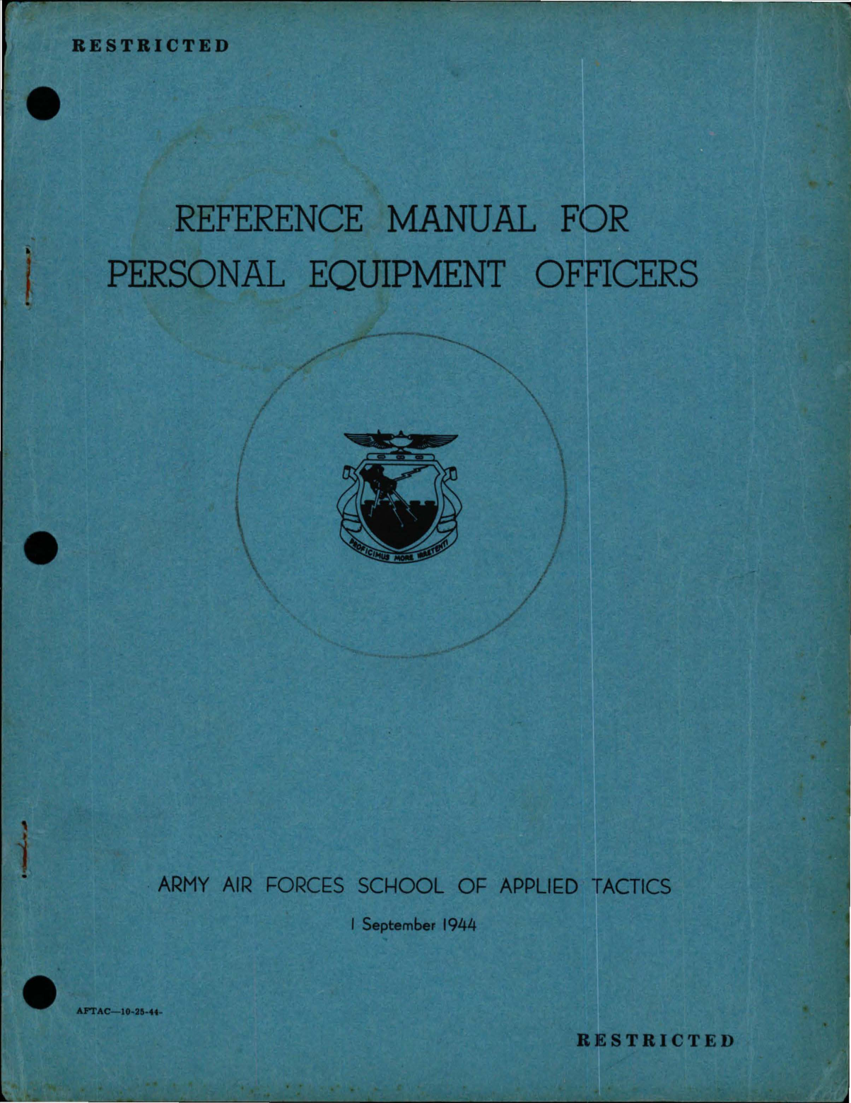 Sample page 1 from AirCorps Library document: Reference Manual for Personal Equipment Officers