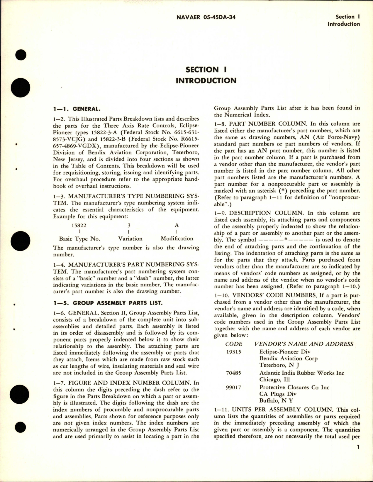 Sample page 5 from AirCorps Library document: Illustrated Parts Breakdown for Three Axis Rate Control - Parts 15822-3-A and 15822-3-B