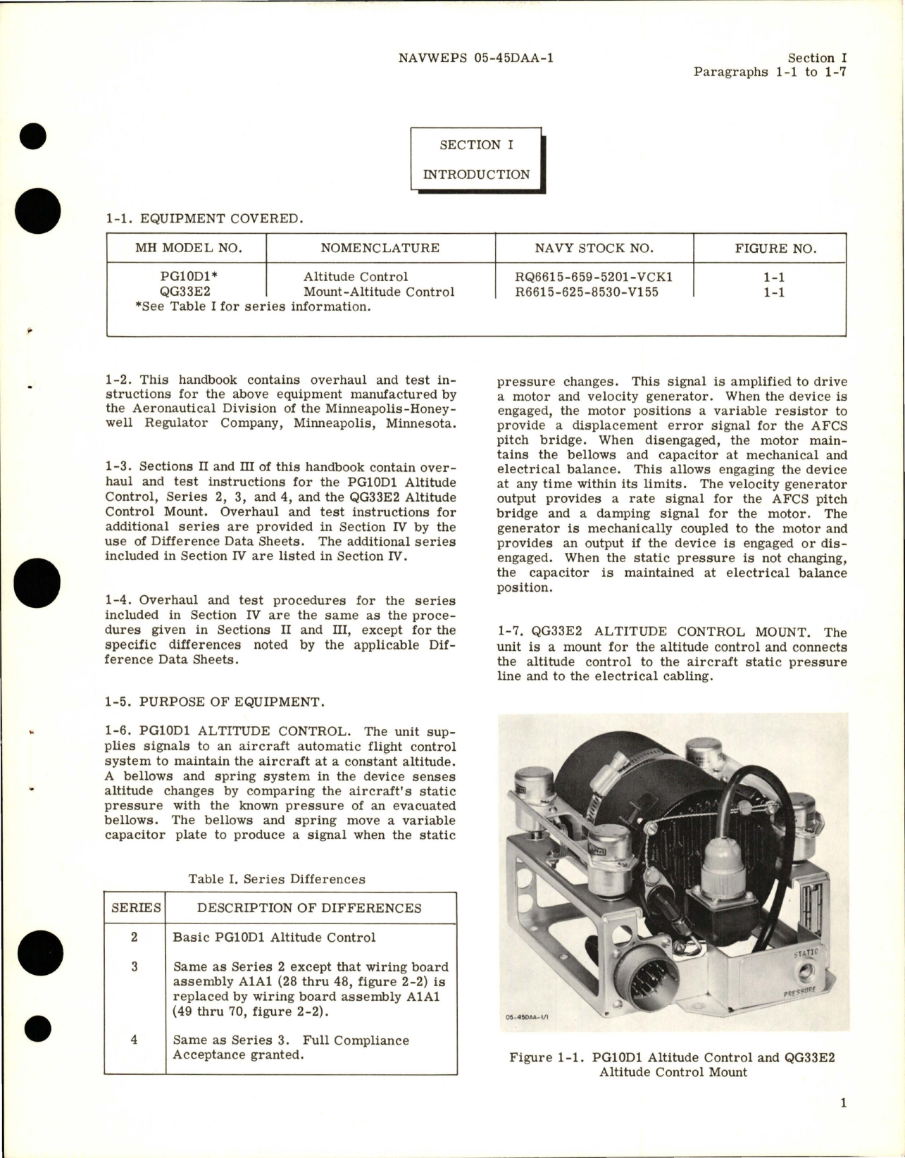 Sample page 5 from AirCorps Library document: Overhaul Instructions for Altitude Control - PG10D1 and Altitude Control Mount - QG33E2