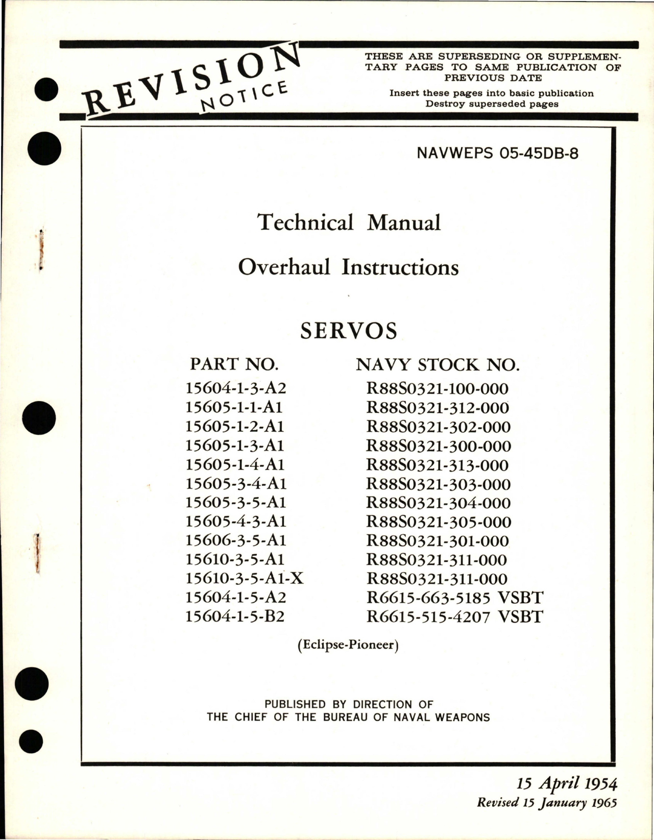 Sample page 1 from AirCorps Library document: Overhaul Instructions for Servos