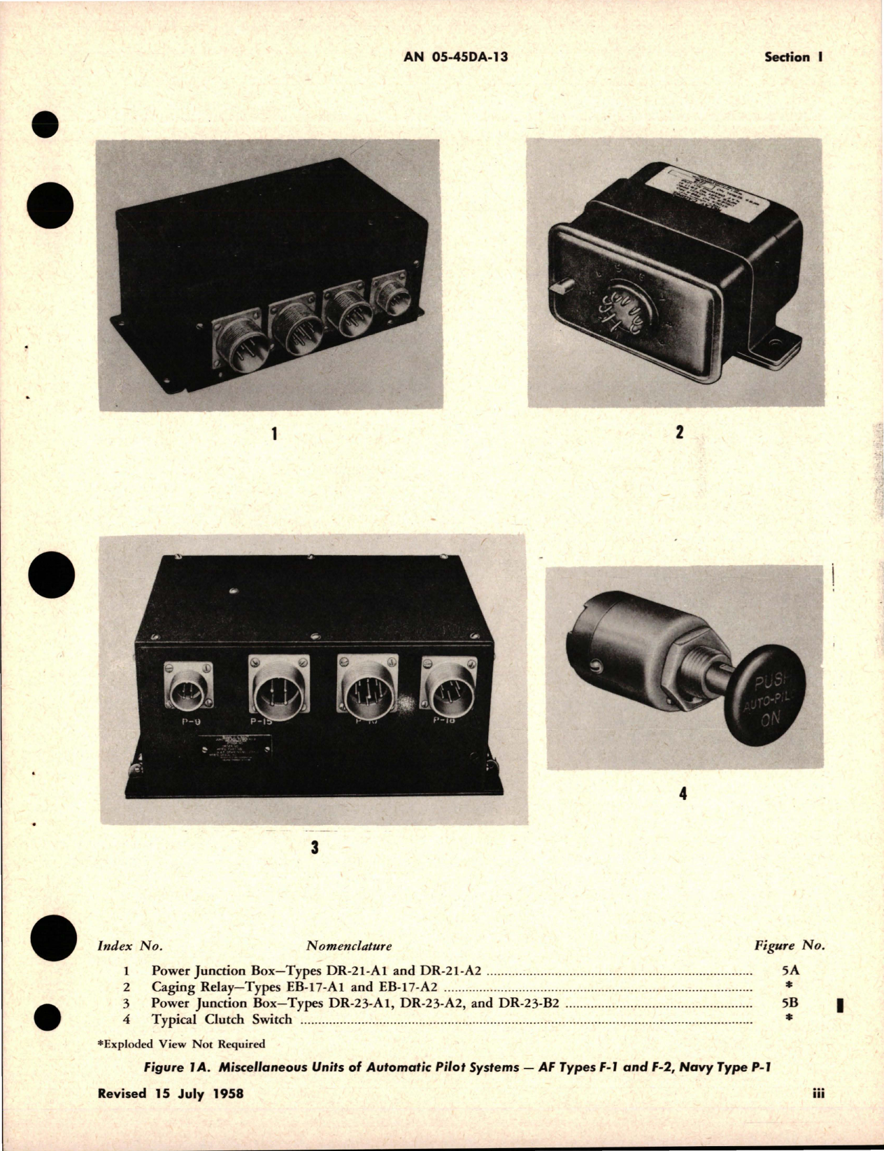 Sample page 5 from AirCorps Library document: Parts Catalog for Amplifier Adapter, Power Junction Box, Control Selector & Clutch Switch, Caging Relay and Pulley