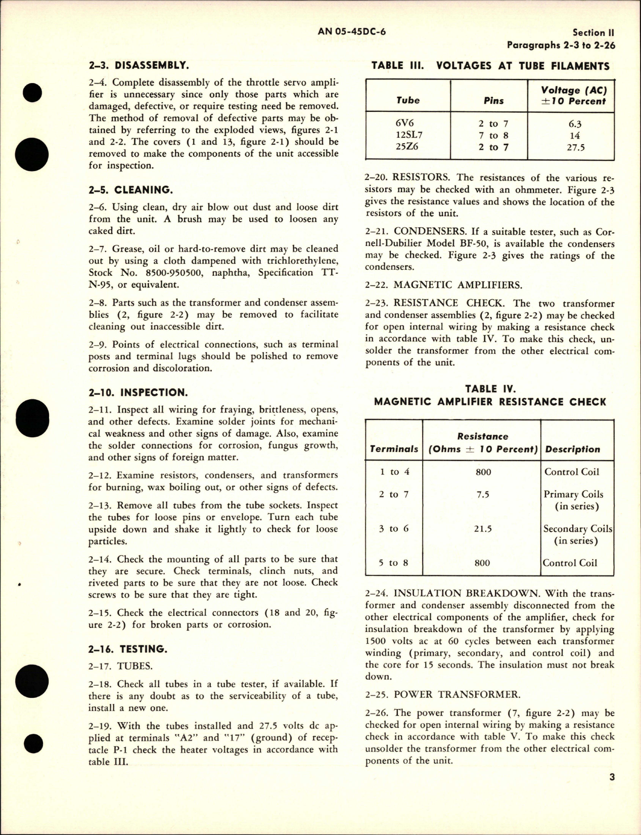 Sample page 7 from AirCorps Library document: Overhaul Instructions for Throttle Servo Amplifier - Part 15403-2-A