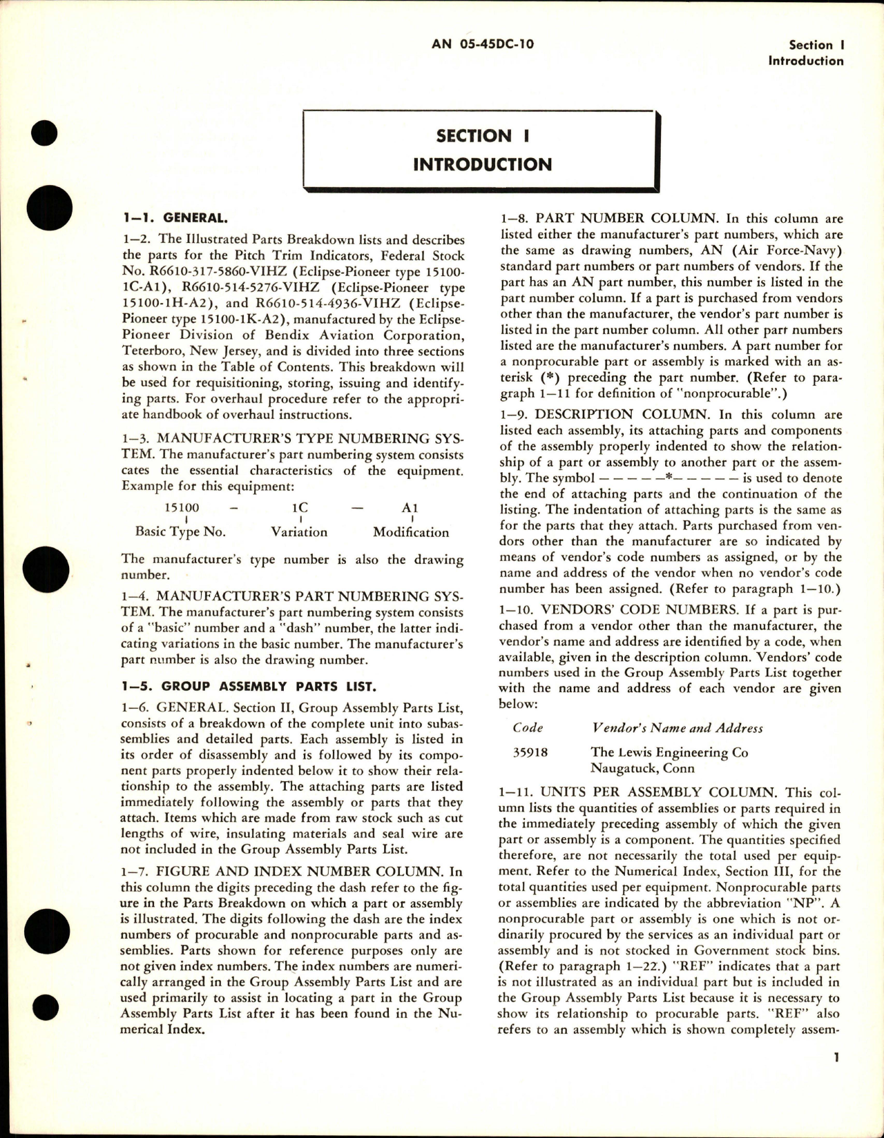 Sample page 5 from AirCorps Library document: Illustrated Parts Breakdown for Pitch Trim Indicator - Parts 15100-1C-A1, 15100-1H-A2, and 15100-1K-A2