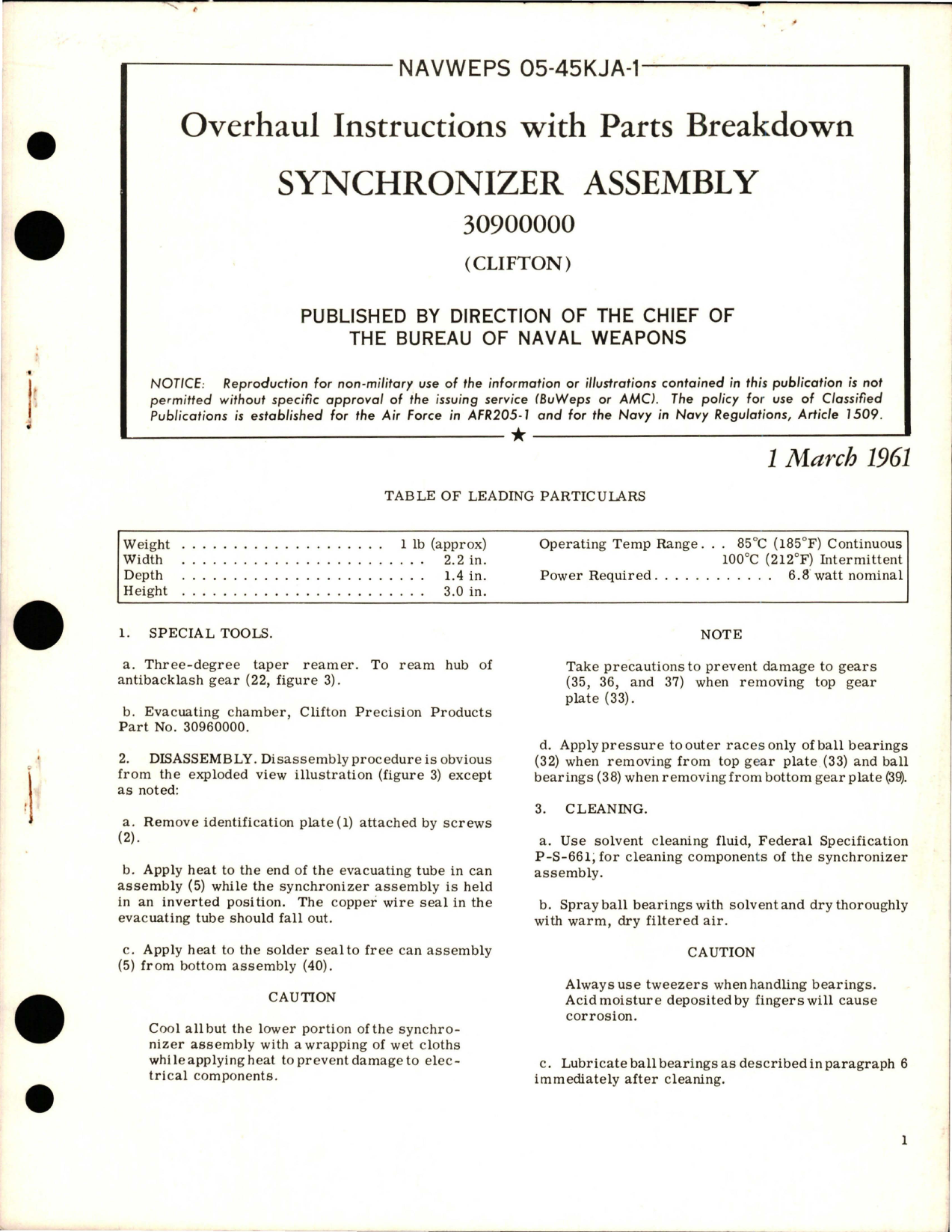 Sample page 1 from AirCorps Library document: Overhaul Instructions with Parts Breakdown for Synchronizer Assy - 30900000 