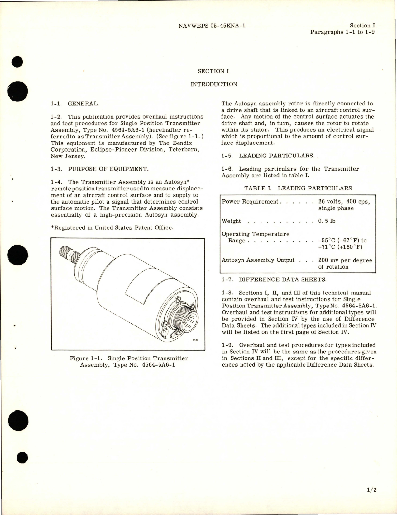 Sample page 5 from AirCorps Library document: Overhaul Instructions for Single Position Transmitter Assembly - Type 4564-5A6-1