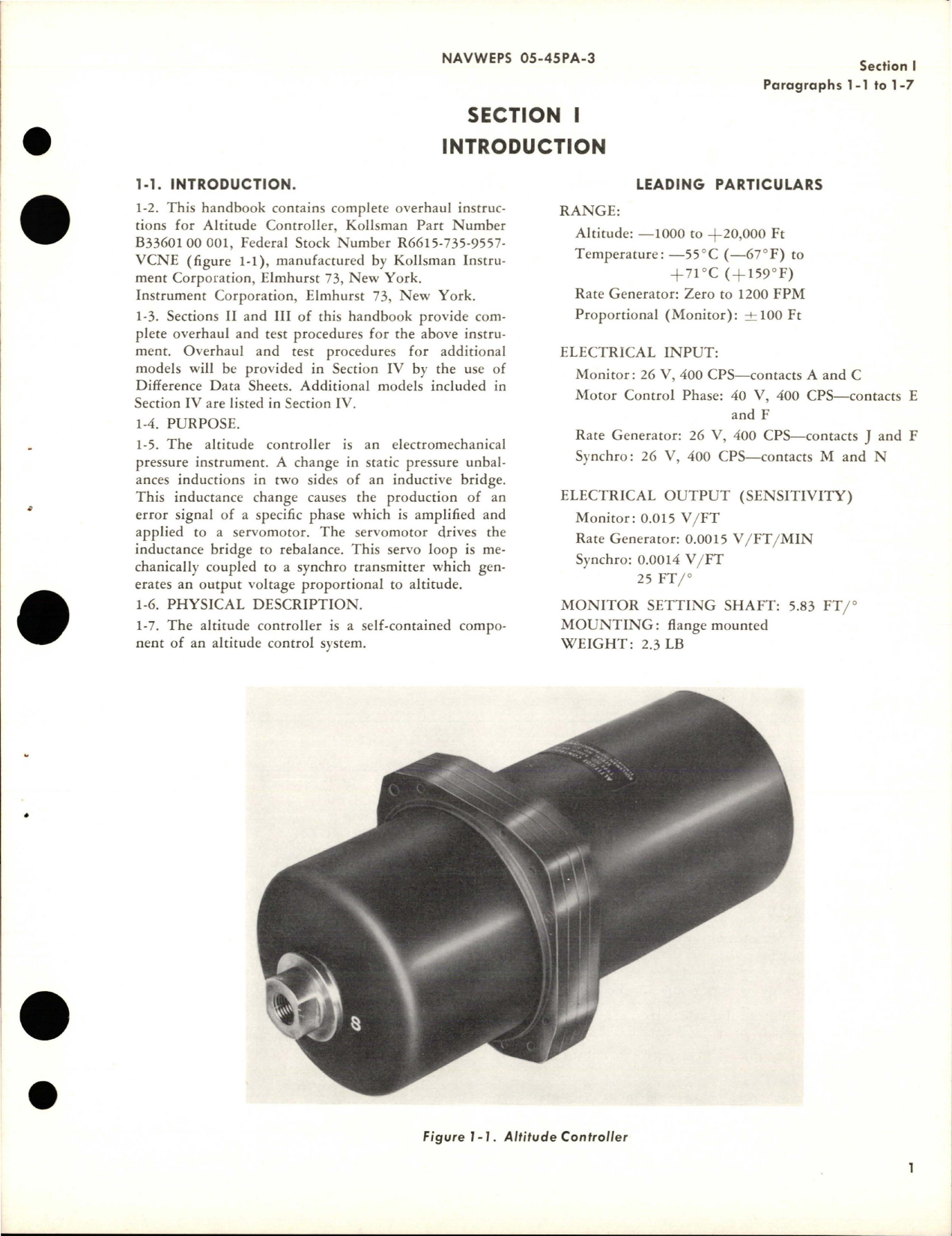 Sample page 5 from AirCorps Library document: Overhaul Instructions for Altitude Controller - Part B33601 00 001