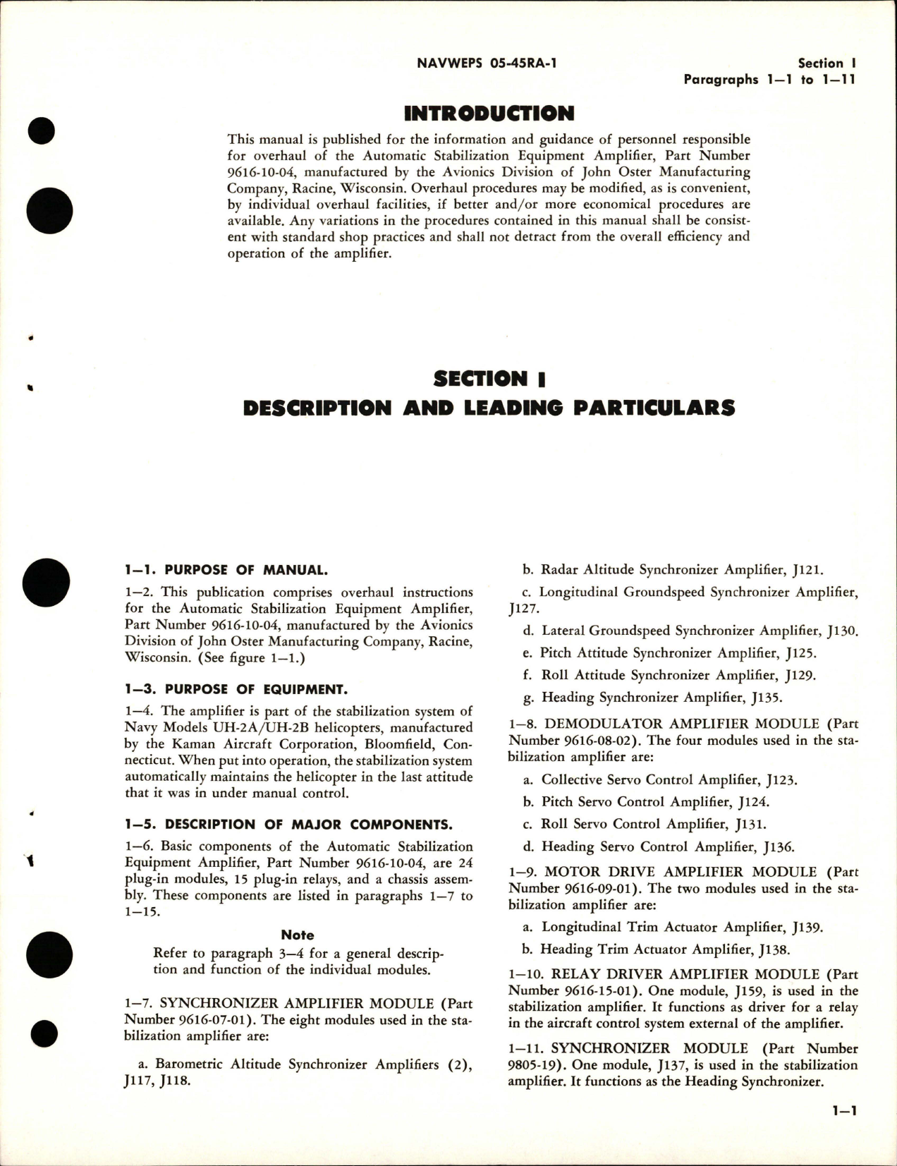 Sample page 7 from AirCorps Library document: Overhaul Instructions for Automatic Stabilization Equipment Amplifier - Part 9616-10-04
