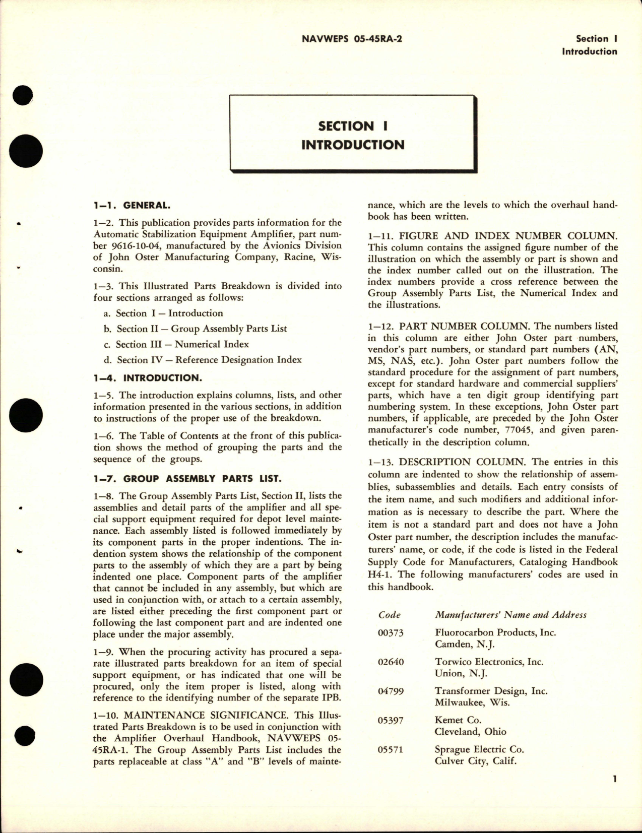 Sample page 5 from AirCorps Library document: Illustrated Parts Breakdown for Automatic Stabilization Equipment Amplifier - Part 9616-10-04 