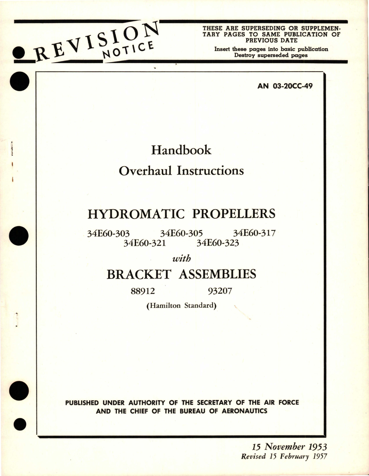 Sample page 1 from AirCorps Library document: Overhaul Instructions for Hydromatic Propeller and Bracket Assemblies