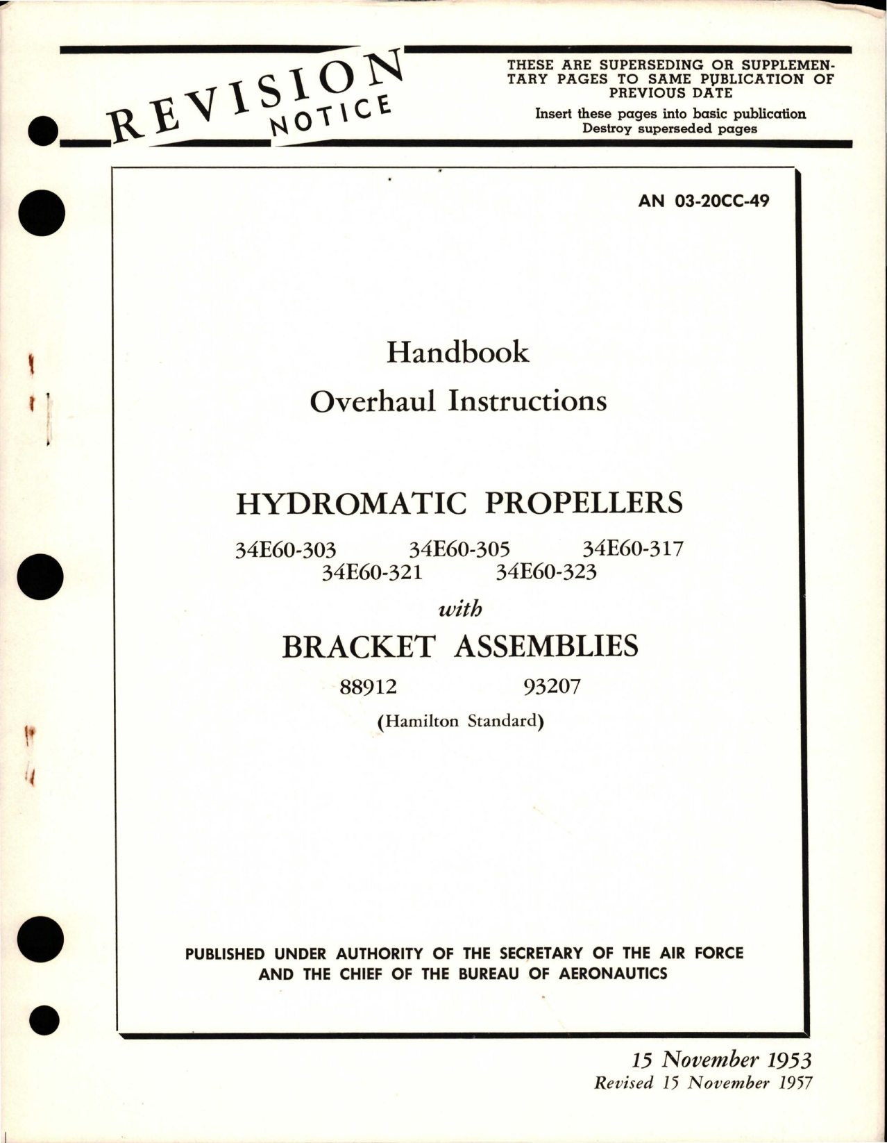 Sample page 1 from AirCorps Library document: Overhaul Instructions for Hydromatic Propeller and Bracket Assemblies