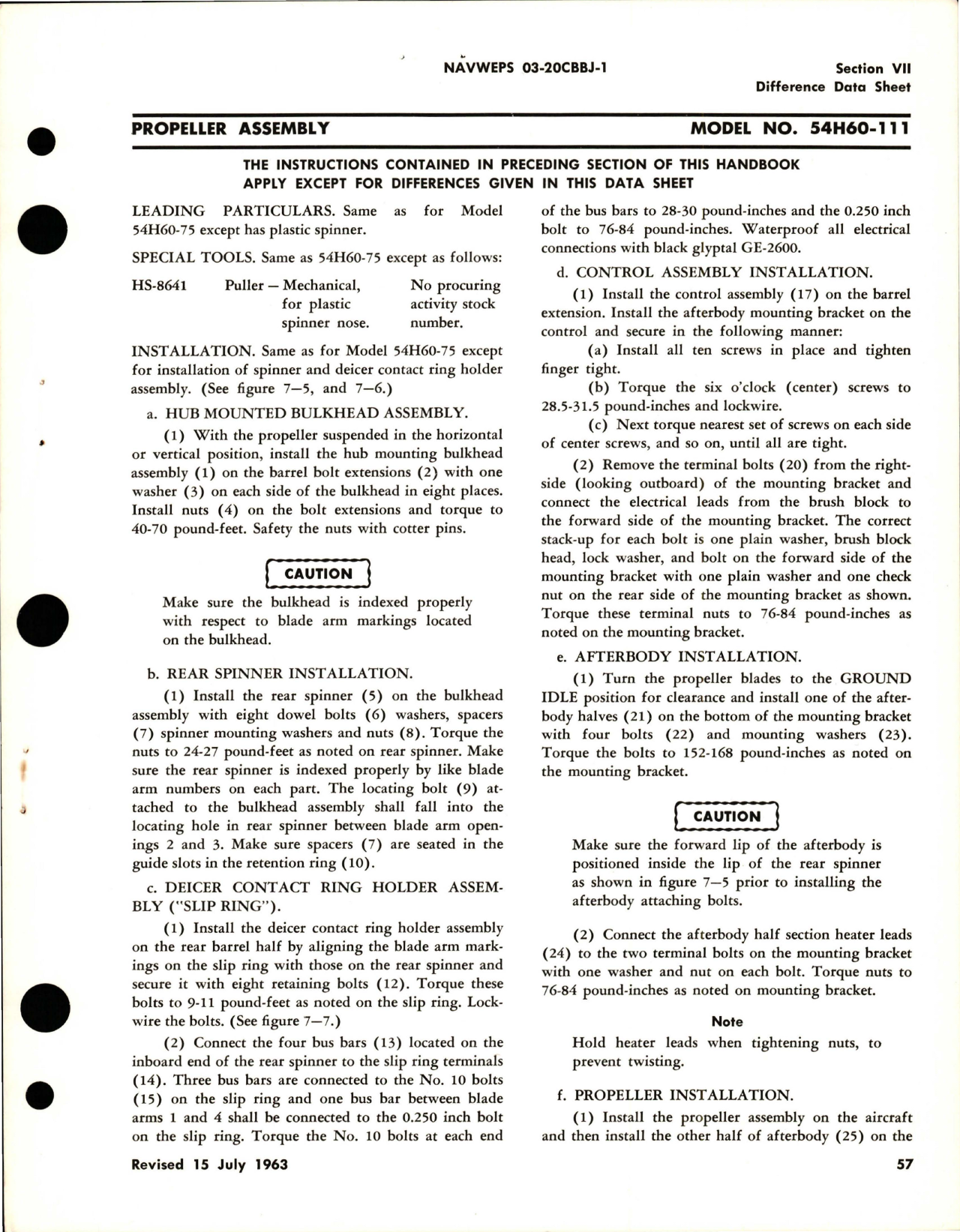Sample page 5 from AirCorps Library document: Operation and Maintenance Instructions for Variable Pitch Propeller - Models 54H60-73, 54H60-75, 54H60-85, 54H60-89, and 54H60-111 