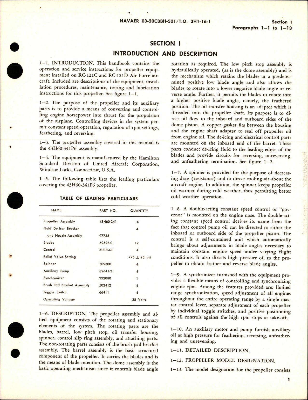 Sample page 5 from AirCorps Library document: Operation and Service Instructions for Variable Pitch Propeller - Model 43H60-341