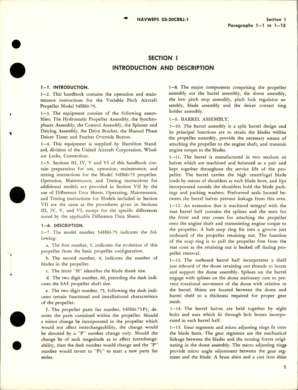 Sample page 5 from AirCorps Library document: Operation and Maintenance Instructions for Variable Pitch Propeller - Models 54H60-69, 54H60-73, and 54H60-75