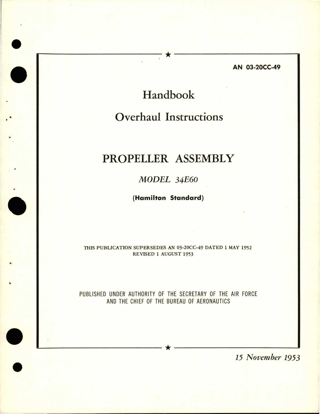 Sample page 1 from AirCorps Library document: Overhaul Instructions for Propeller Assembly - Model 34E60