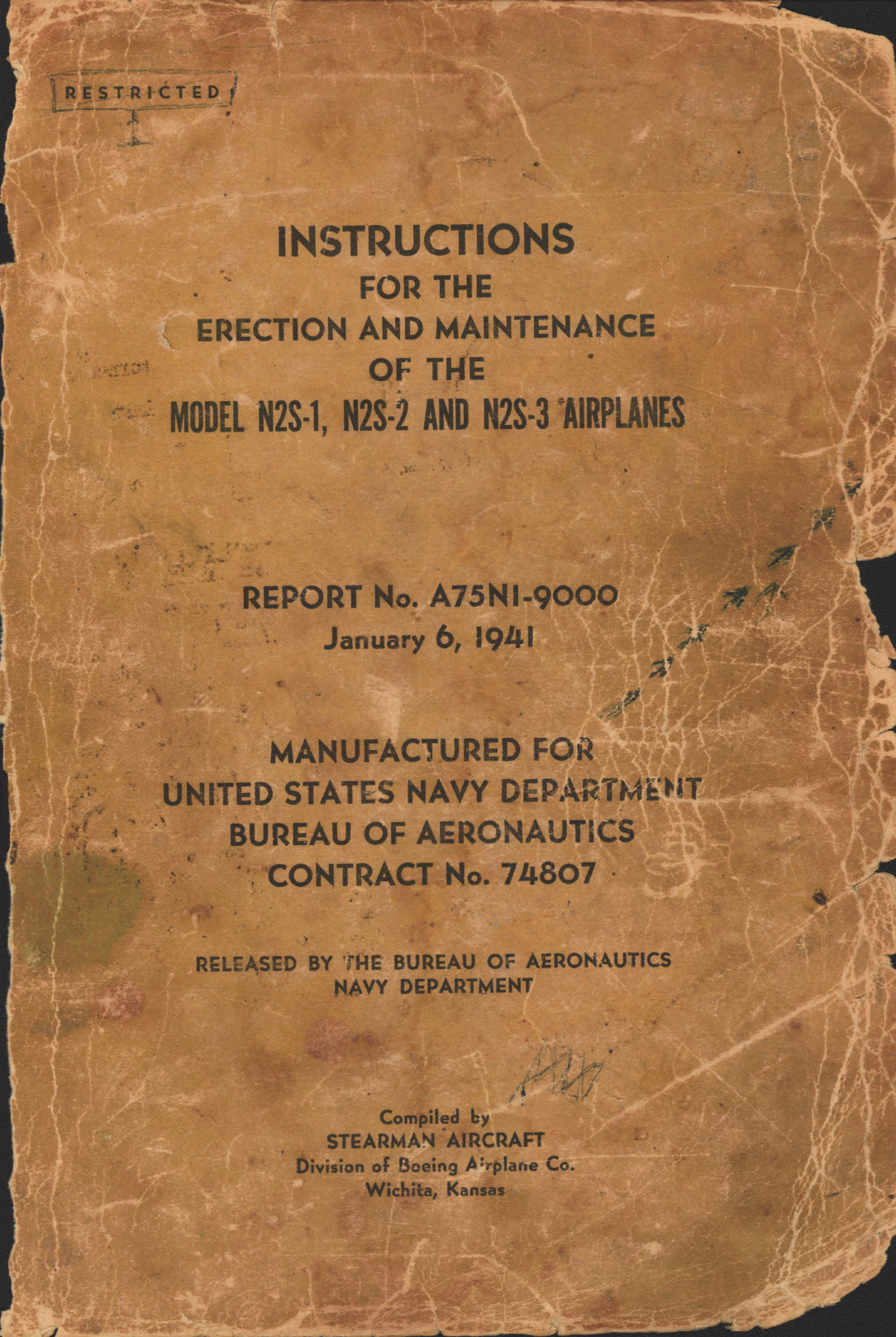 Sample page 1 from AirCorps Library document: Erection and Maintenance Instructions for N2S-1, -2, and -3