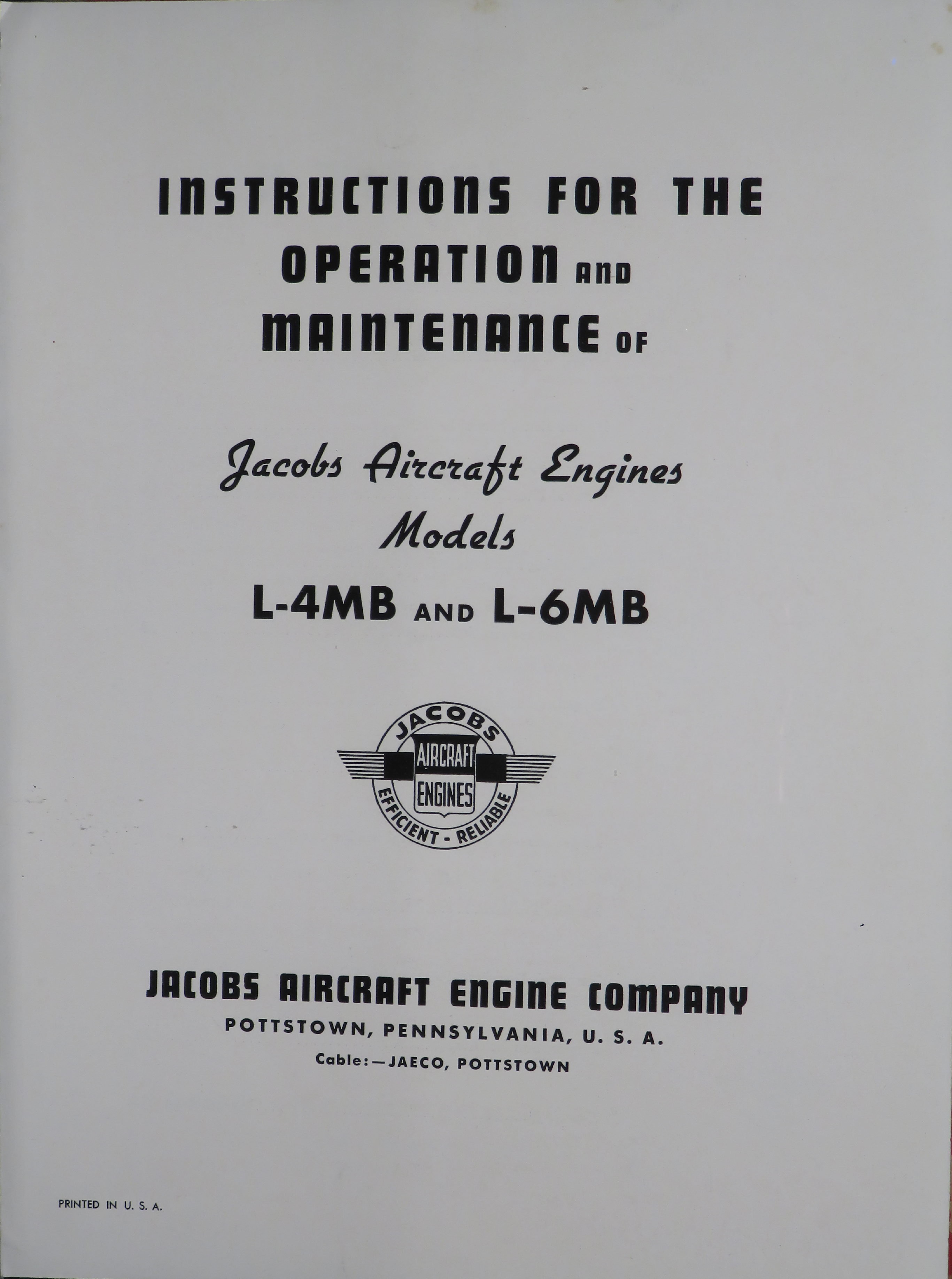 Sample page 5 from AirCorps Library document: Operation and Maintenance Instructions for the L-4MB and L-6MB Engines
