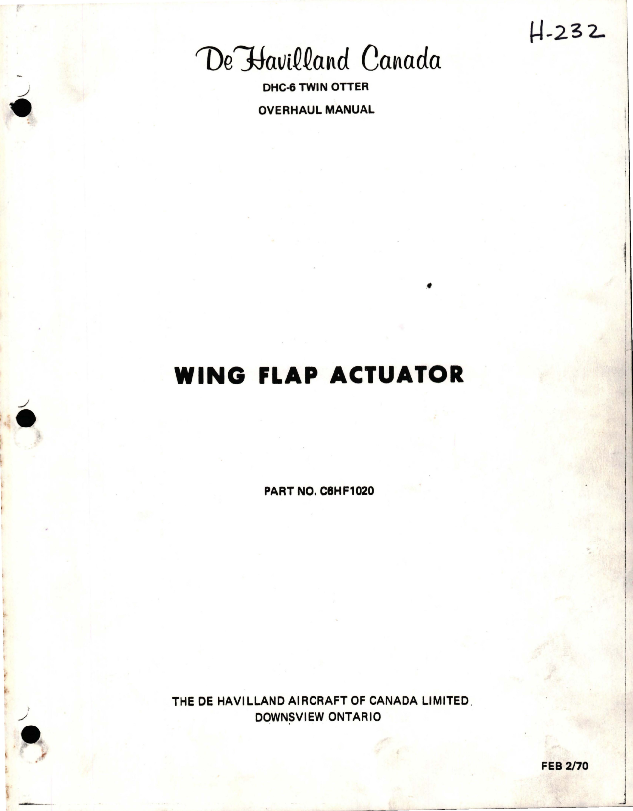 Sample page 1 from AirCorps Library document: Overhaul Manual for Wing Flap Actuator - Part C6HF1020