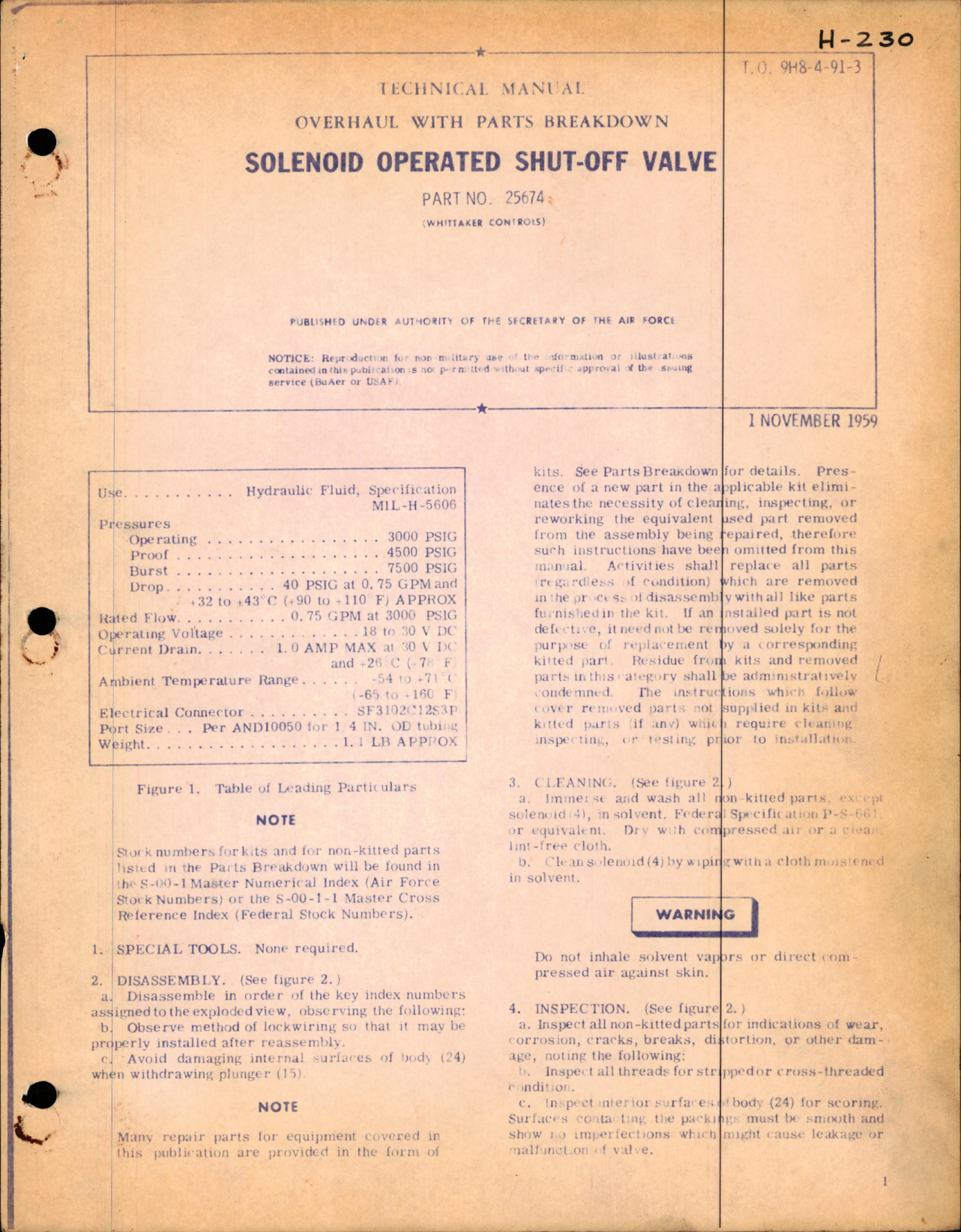 Sample page 1 from AirCorps Library document: Overhaul with Parts Breakdown for Solenoid Operated Shut-Off Valve - Part 2567