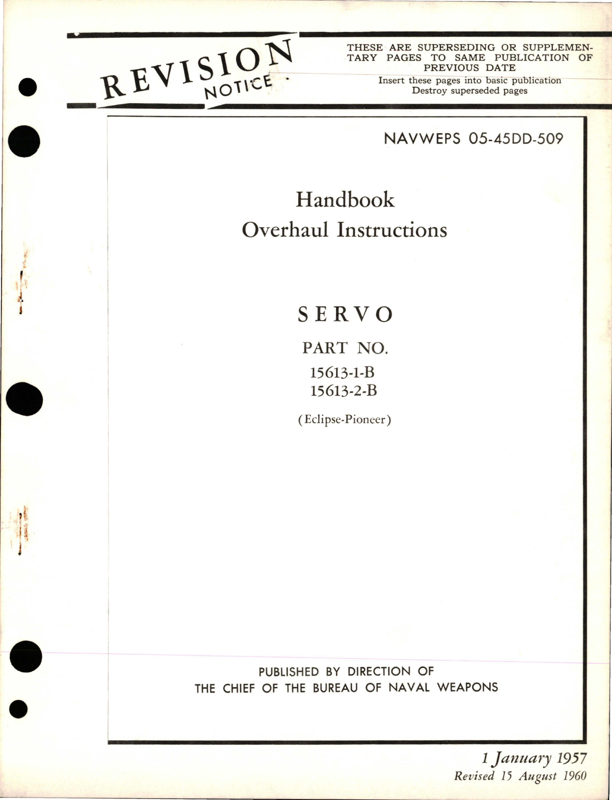 Sample page 1 from AirCorps Library document: Overhaul Instructions for Servo - Part 15613-1-B and 15613-2-B