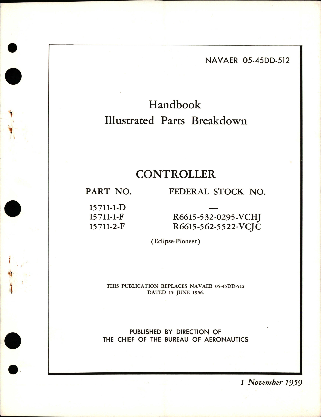 Sample page 1 from AirCorps Library document: Illustrated Parts Breakdown for Parts 15711-1-D, 15711-1-F, and 15711-2-F