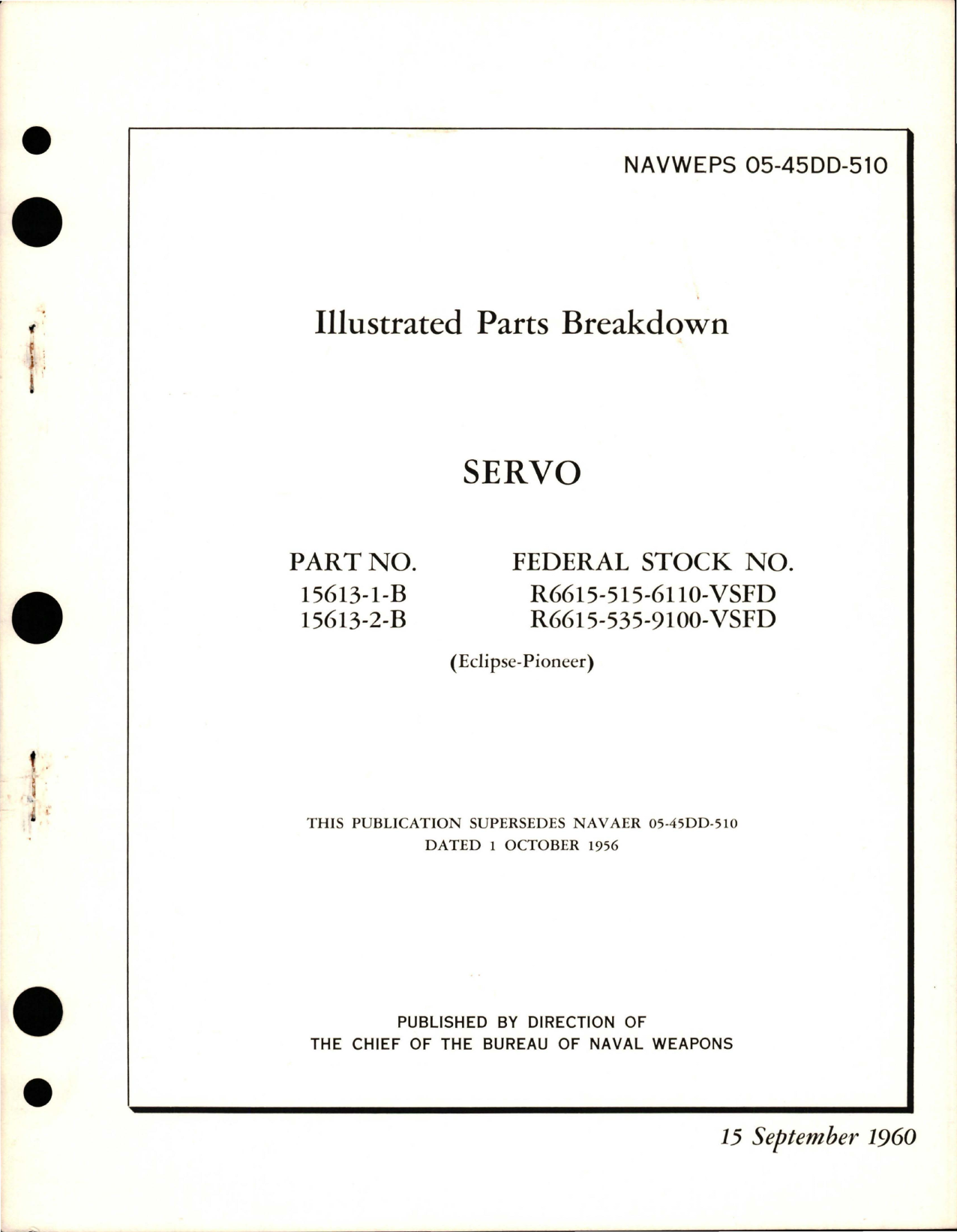 Sample page 1 from AirCorps Library document: Illustrated Parts Breakdown for Servo - Parts 15613-1-B and 15613-2-B