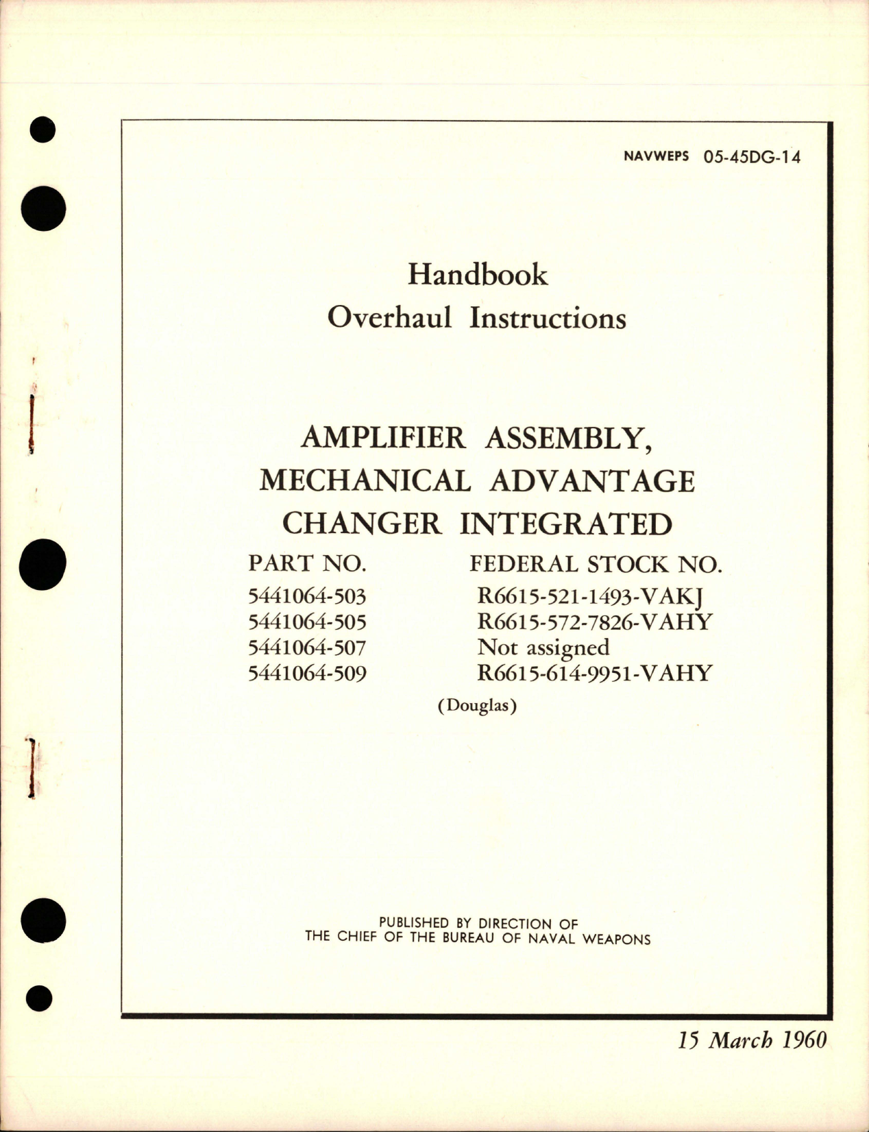 Sample page 1 from AirCorps Library document: Overhaul Instructions for Amplifier Assembly, Mechanical Advantage Changer Integrated
