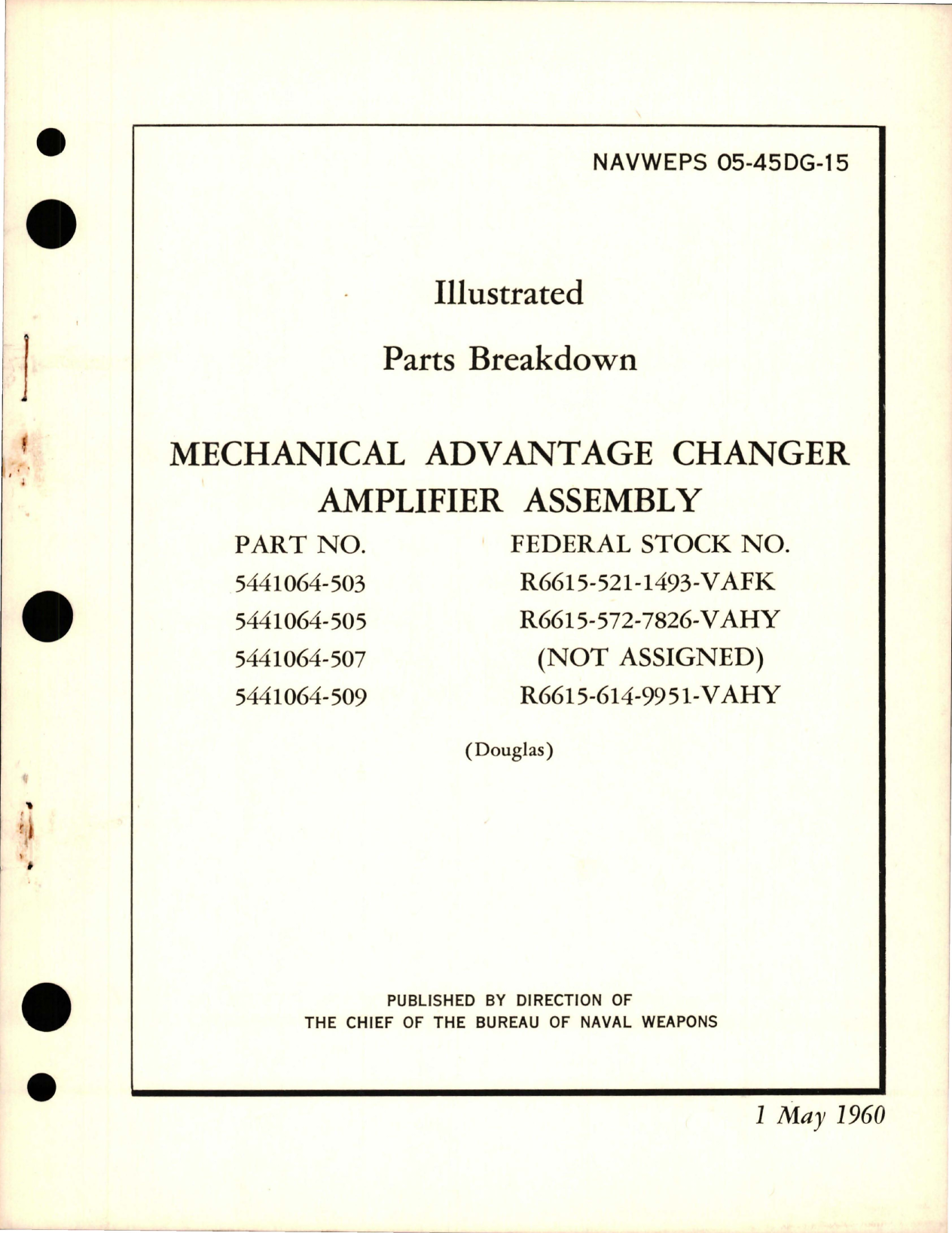 Sample page 1 from AirCorps Library document: Illustrated Parts Breakdown for Mechanical Advantage Changer Amplifier Assy