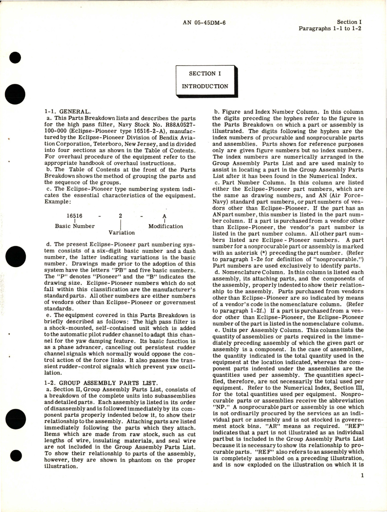 Sample page 5 from AirCorps Library document: Illustrated Parts Breakdown for High Pass Filter - Part 16516-2-A 