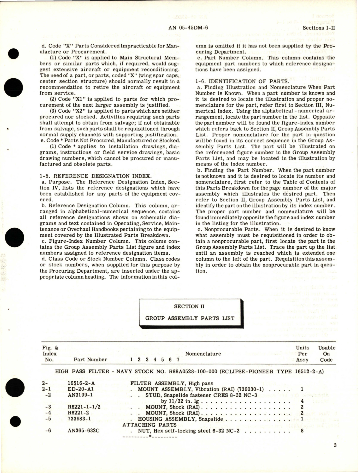 Sample page 7 from AirCorps Library document: Illustrated Parts Breakdown for High Pass Filter - Part 16516-2-A 