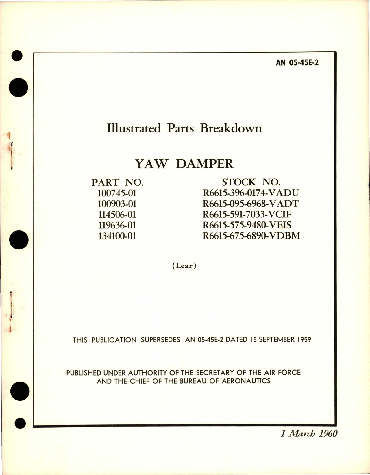 Sample page 1 from AirCorps Library document: Illustrated Parts Breakdown for Yaw Damper