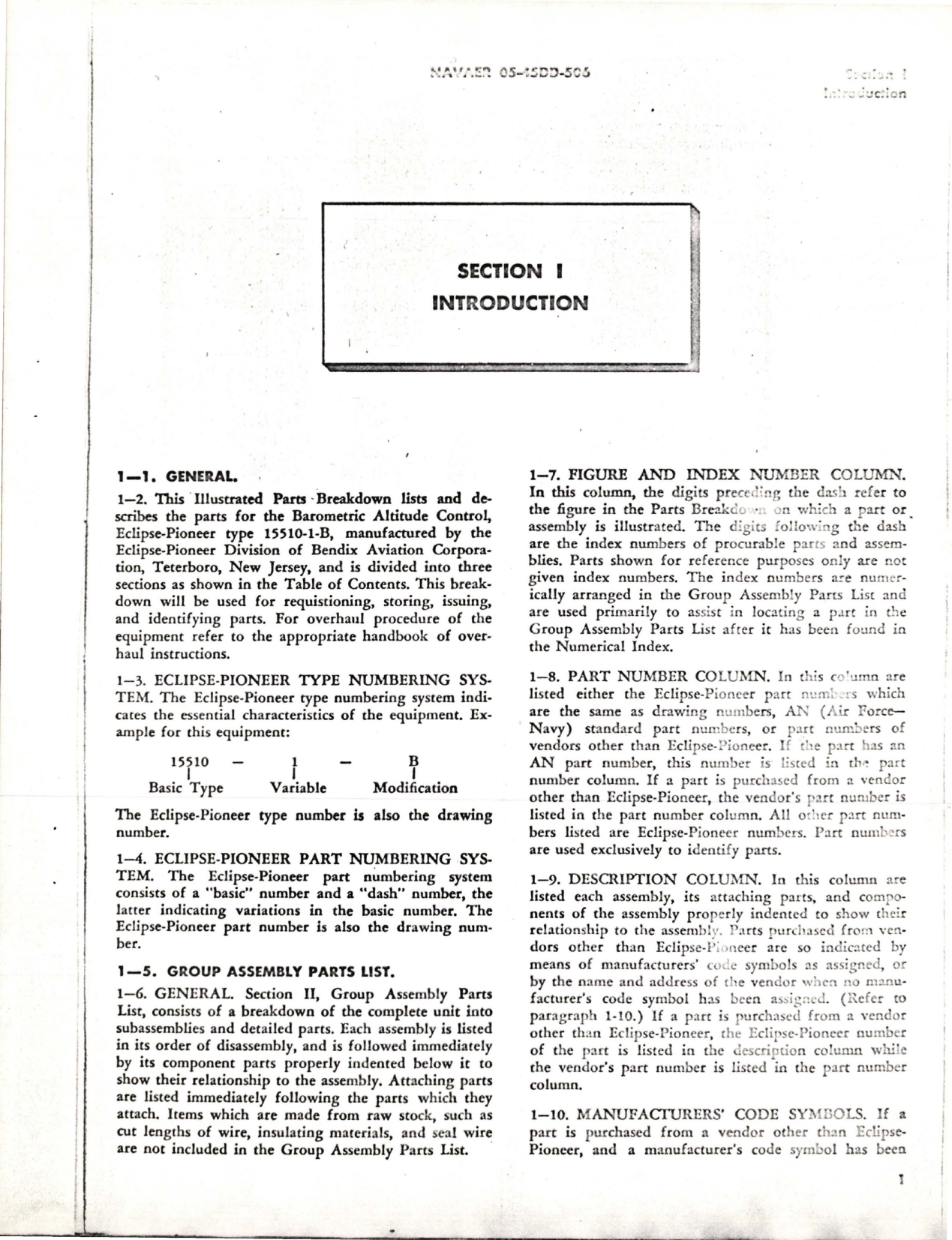 Sample page 5 from AirCorps Library document: Illustrated Parts Breakdown for Barometric Altitude Control - Part 15510-1-B