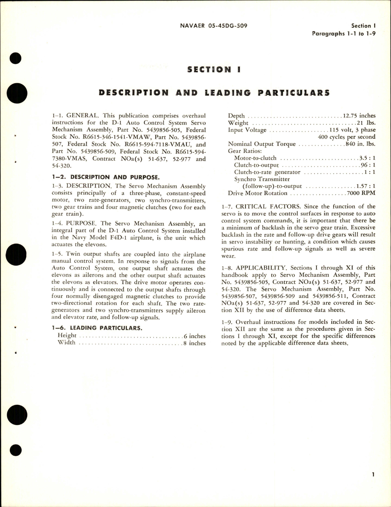 Sample page 7 from AirCorps Library document: Overhaul Instructions for Servo Mechanism Assembly for D-1 Auto Control System