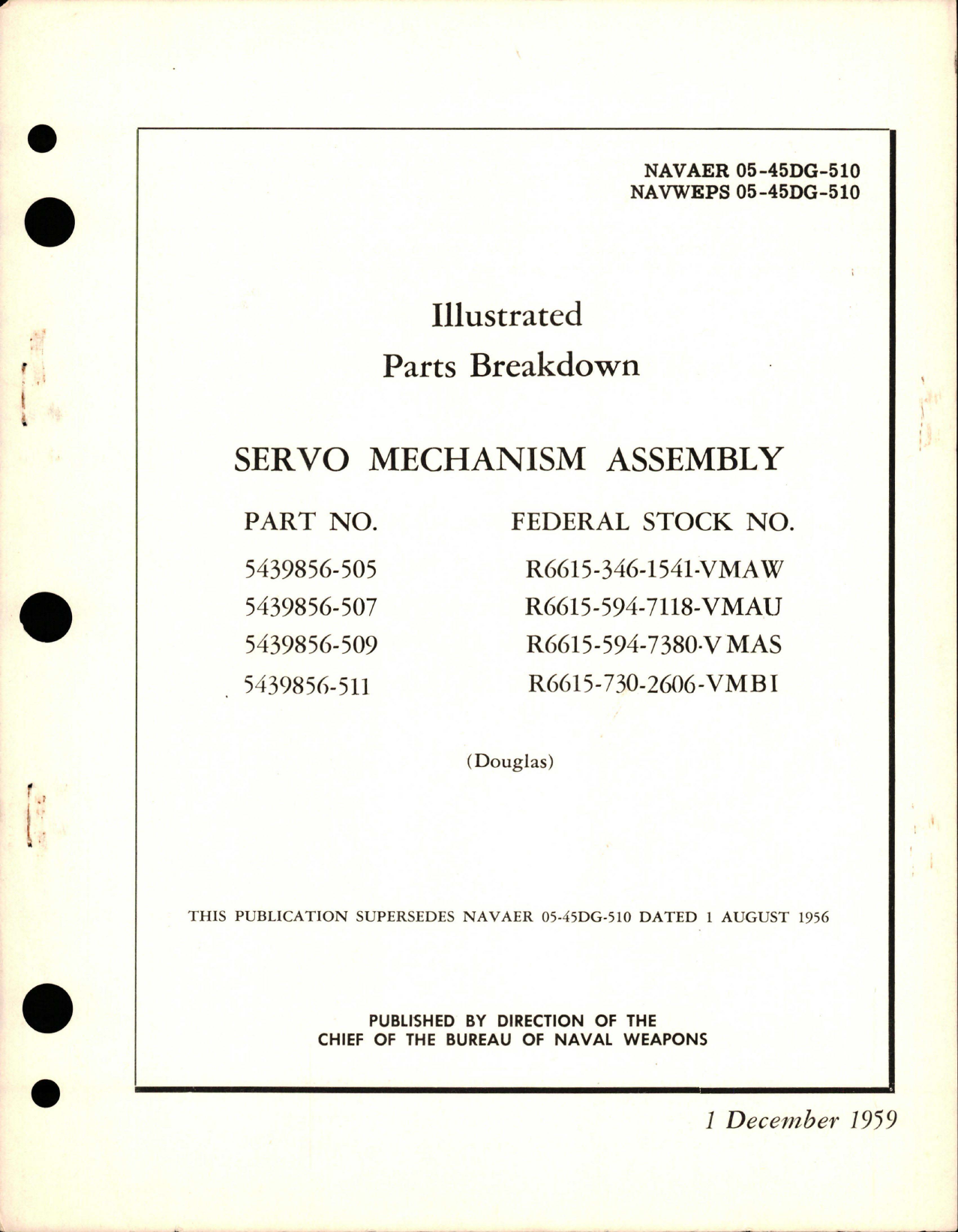 Sample page 1 from AirCorps Library document: Illustrated Parts Breakdown for Servo Mechanism Assembly