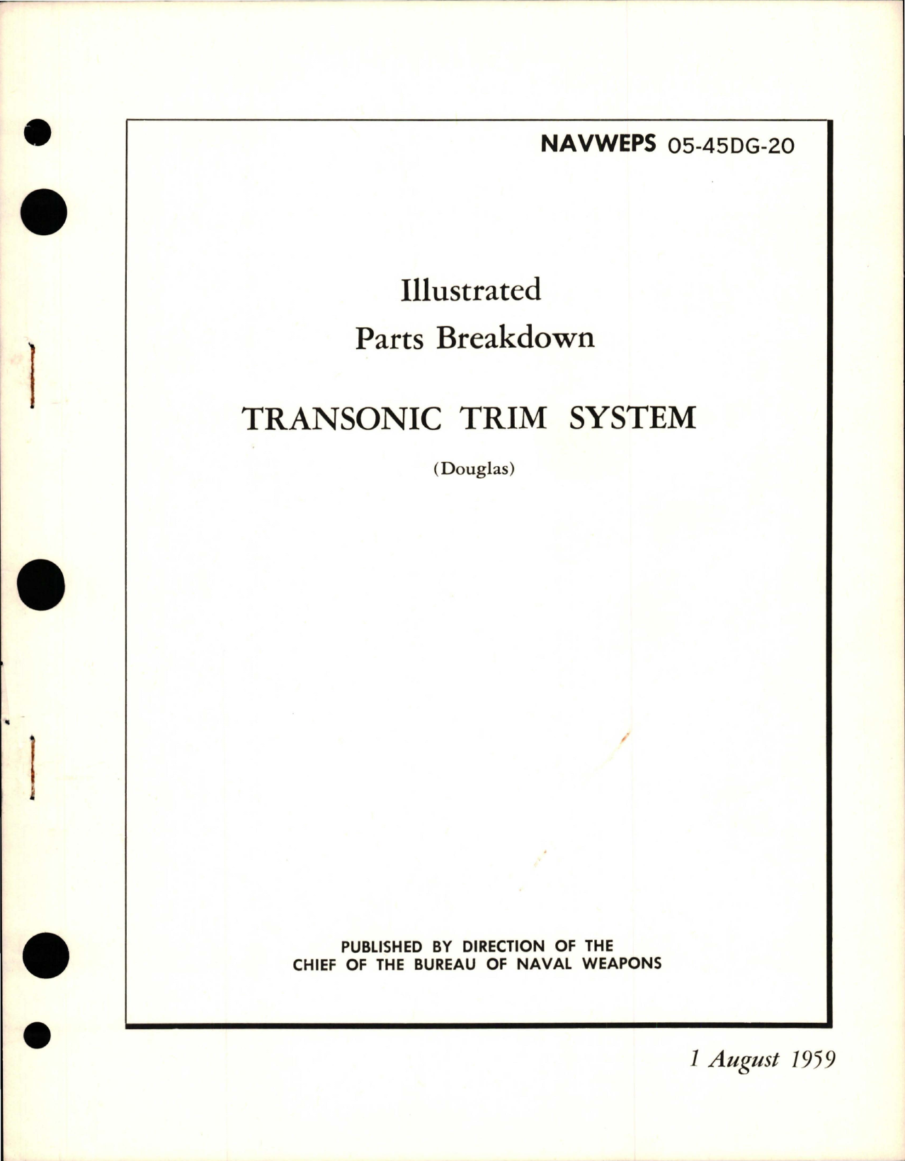 Sample page 1 from AirCorps Library document: Illustrated Parts Breakdown for Transonic Trim System 