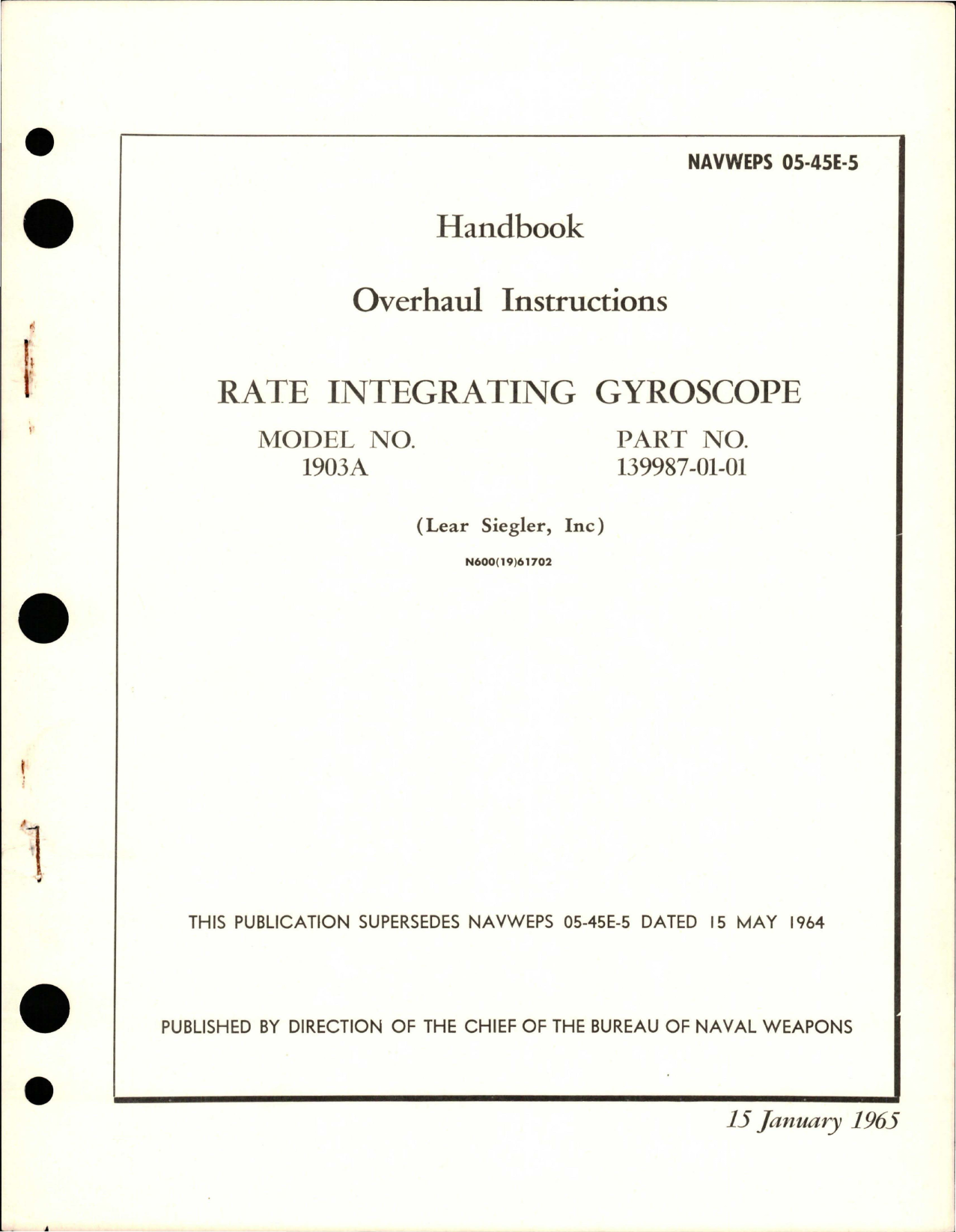 Sample page 1 from AirCorps Library document: Overhaul Instructions for Rate Integrating Gyroscope - Model 1903A