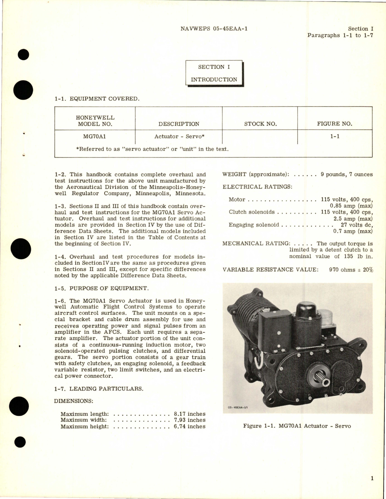 Sample page 5 from AirCorps Library document: Overhaul Instructions for Servo Actuator - Parts MG70A1, MG70A2, MG70A3, and MG70A4