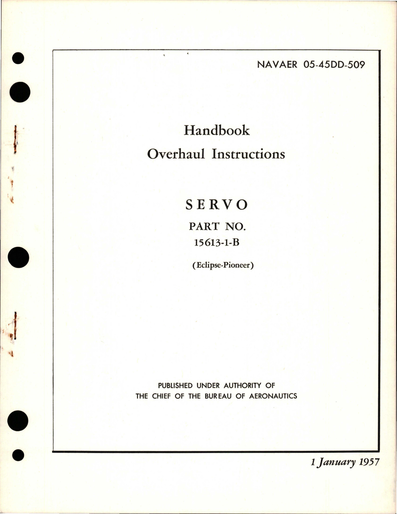 Sample page 1 from AirCorps Library document: Overhaul Instructions for Servo - Part 15613-1-B 