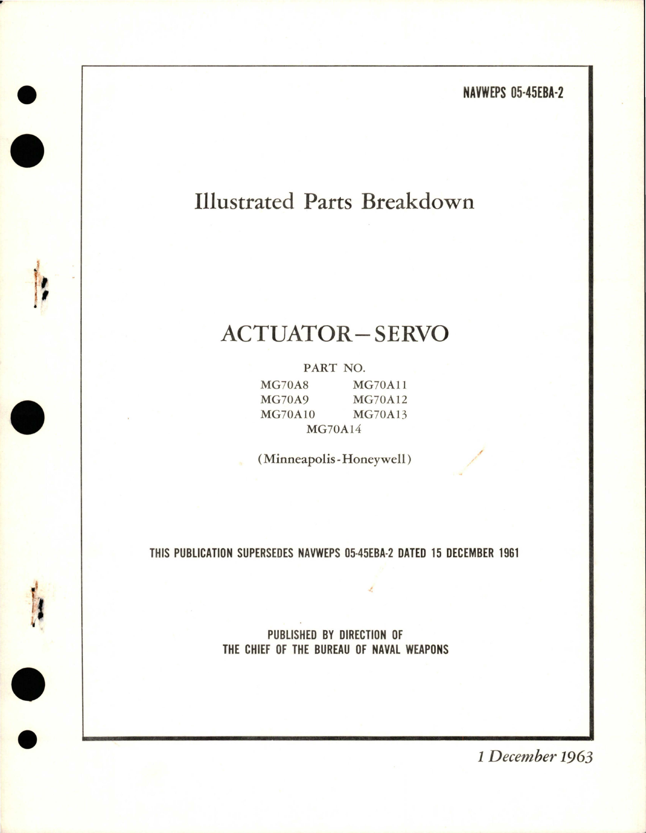 Sample page 1 from AirCorps Library document: Illustrated Parts Breakdown for Actuator-Servo