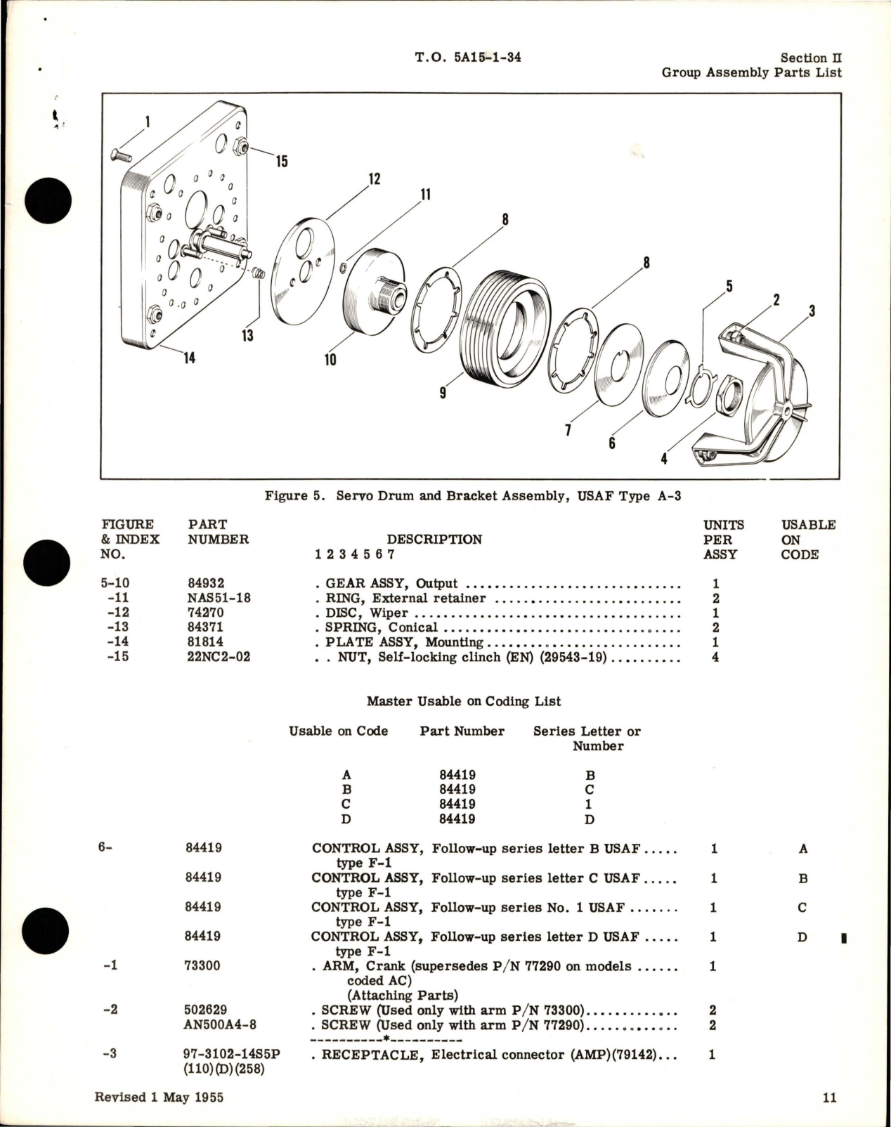 Sample page 5 from AirCorps Library document: Illustrated Parts for Servo Motor & Drive Assy, Servo Drum and Bracket Assy, Follow-Up Control Assy